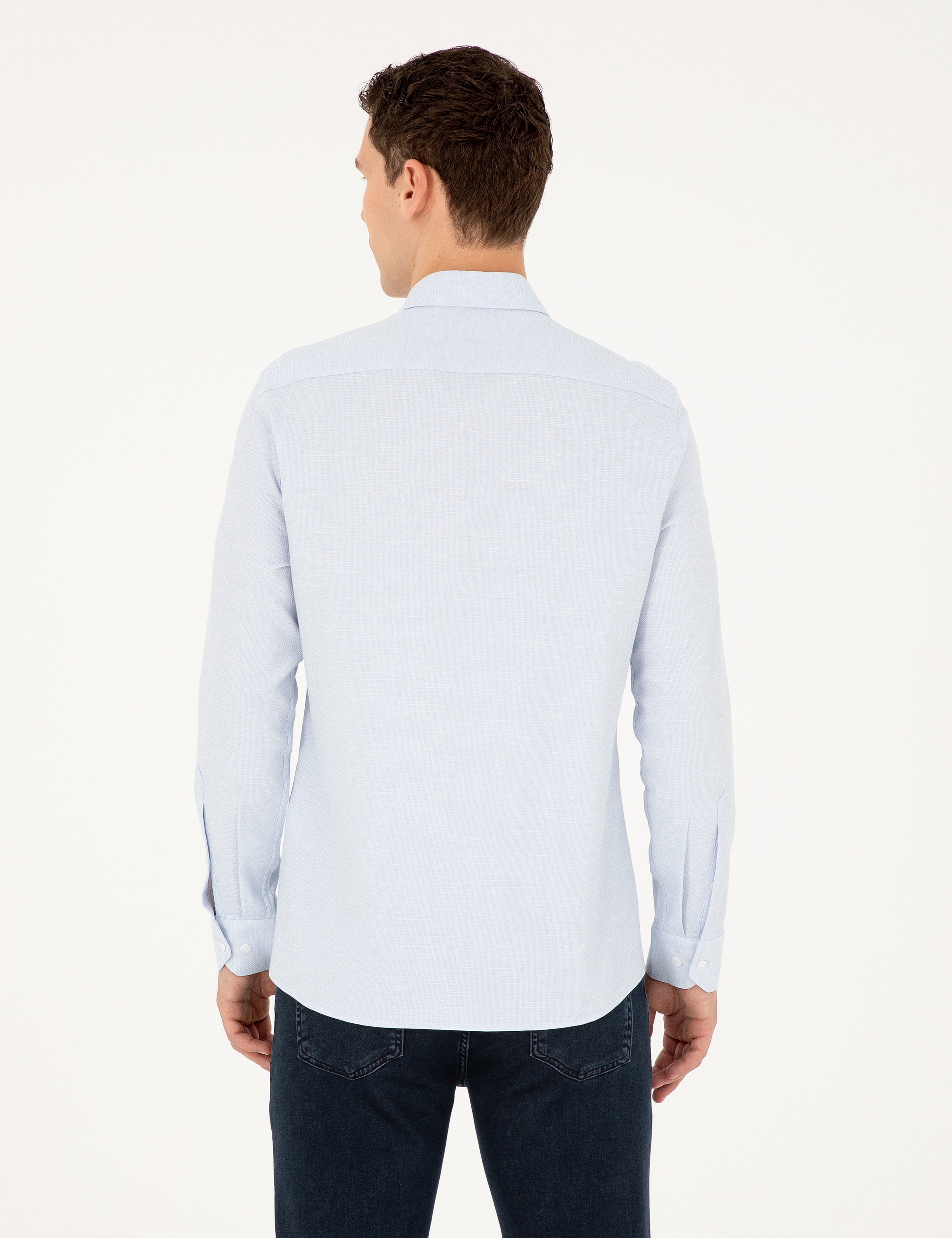 Açık Mavi Slim Fit Uzun Kollu Gömlek