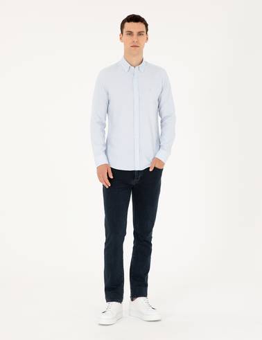 Açık Mavi Slim Fit Uzun Kollu Gömlek