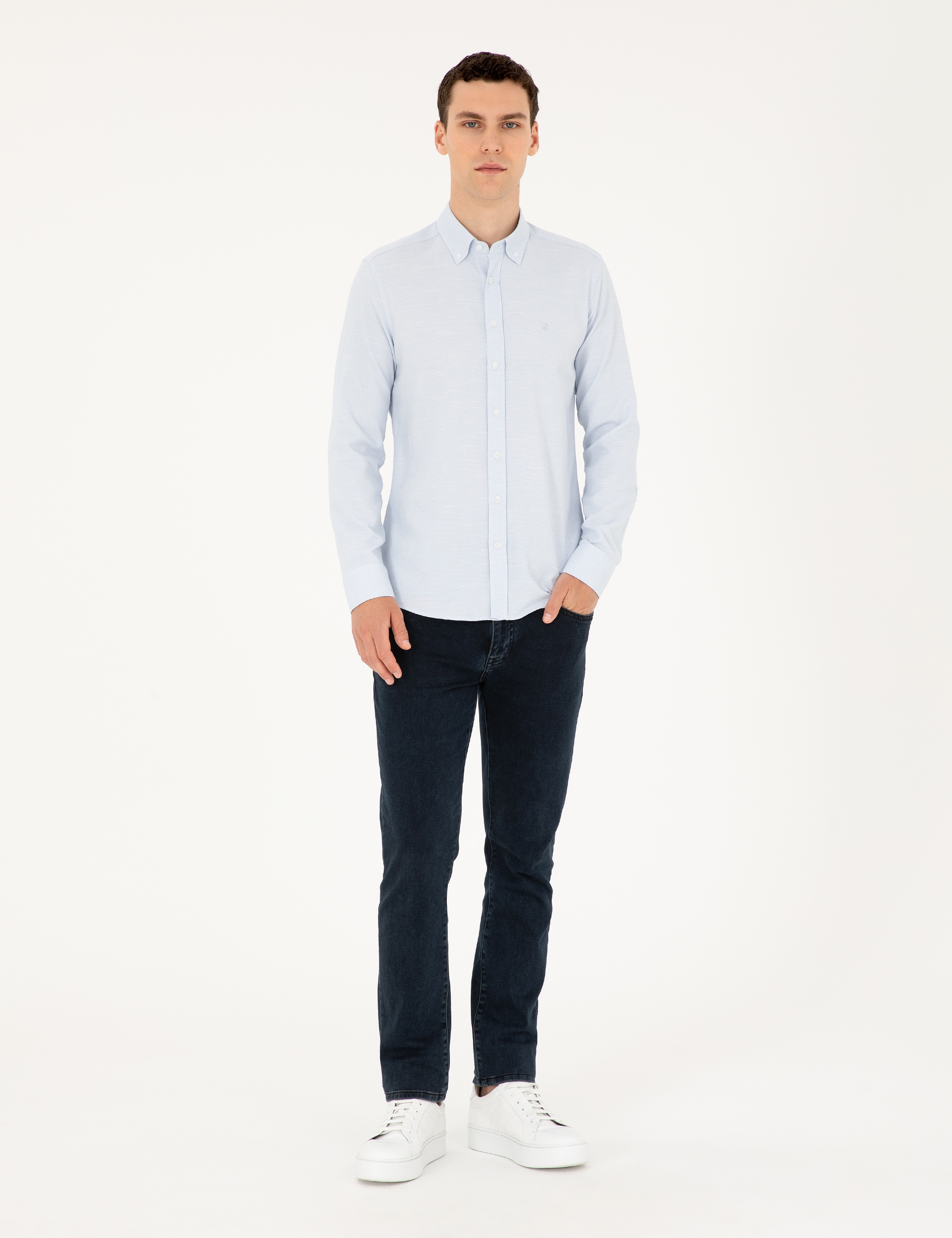 Açık Mavi Slim Fit Uzun Kollu Gömlek