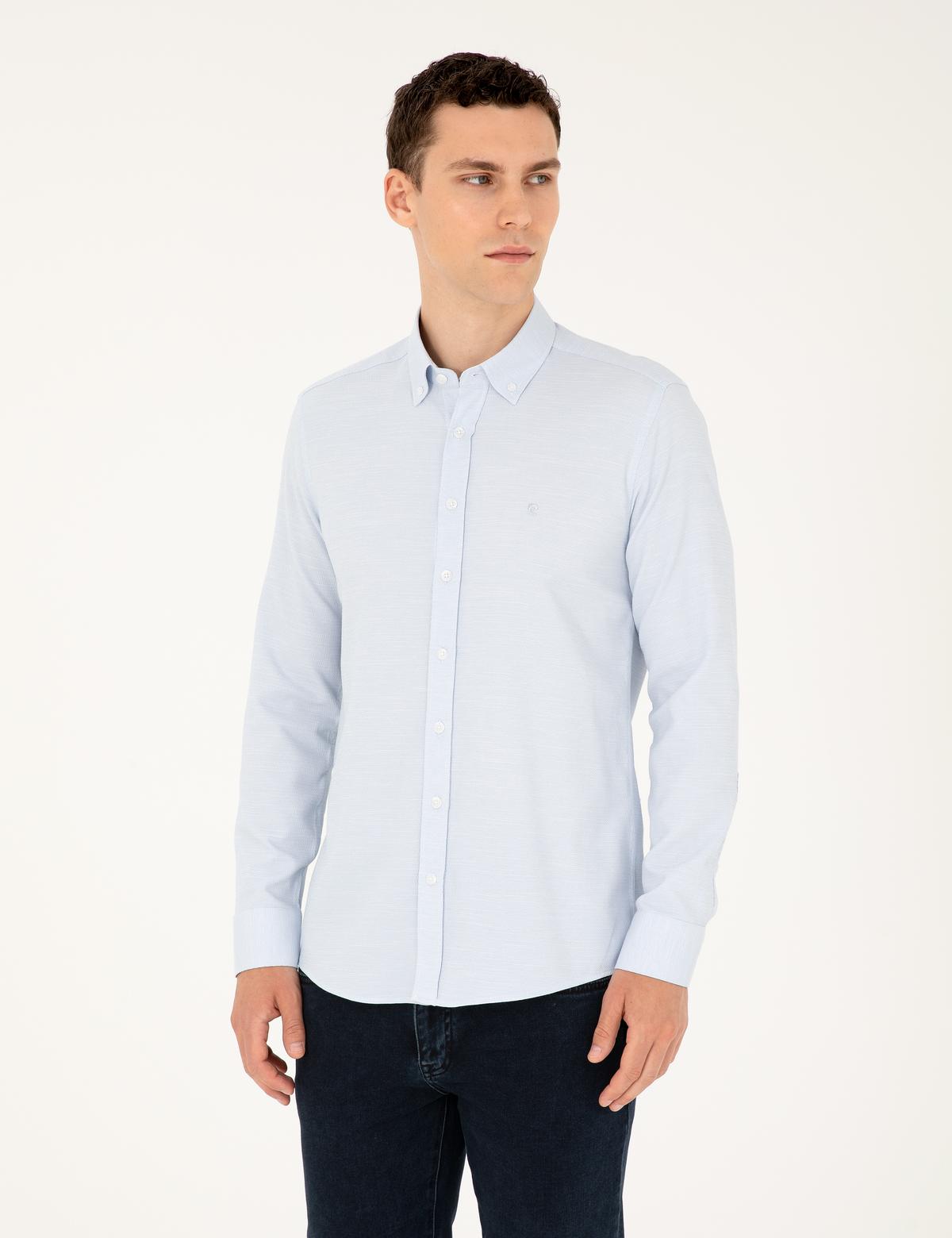 Açık Mavi Slim Fit Uzun Kollu Gömlek