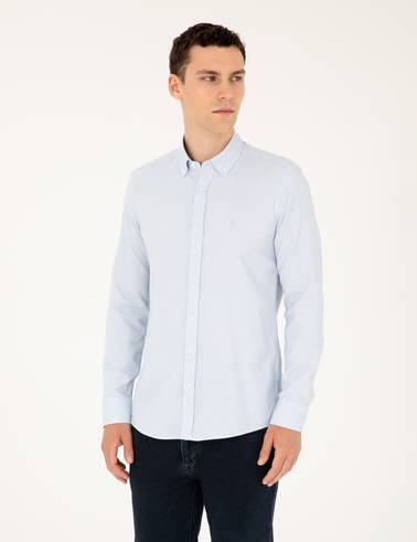 Açık Mavi Slim Fit Uzun Kollu Gömlek