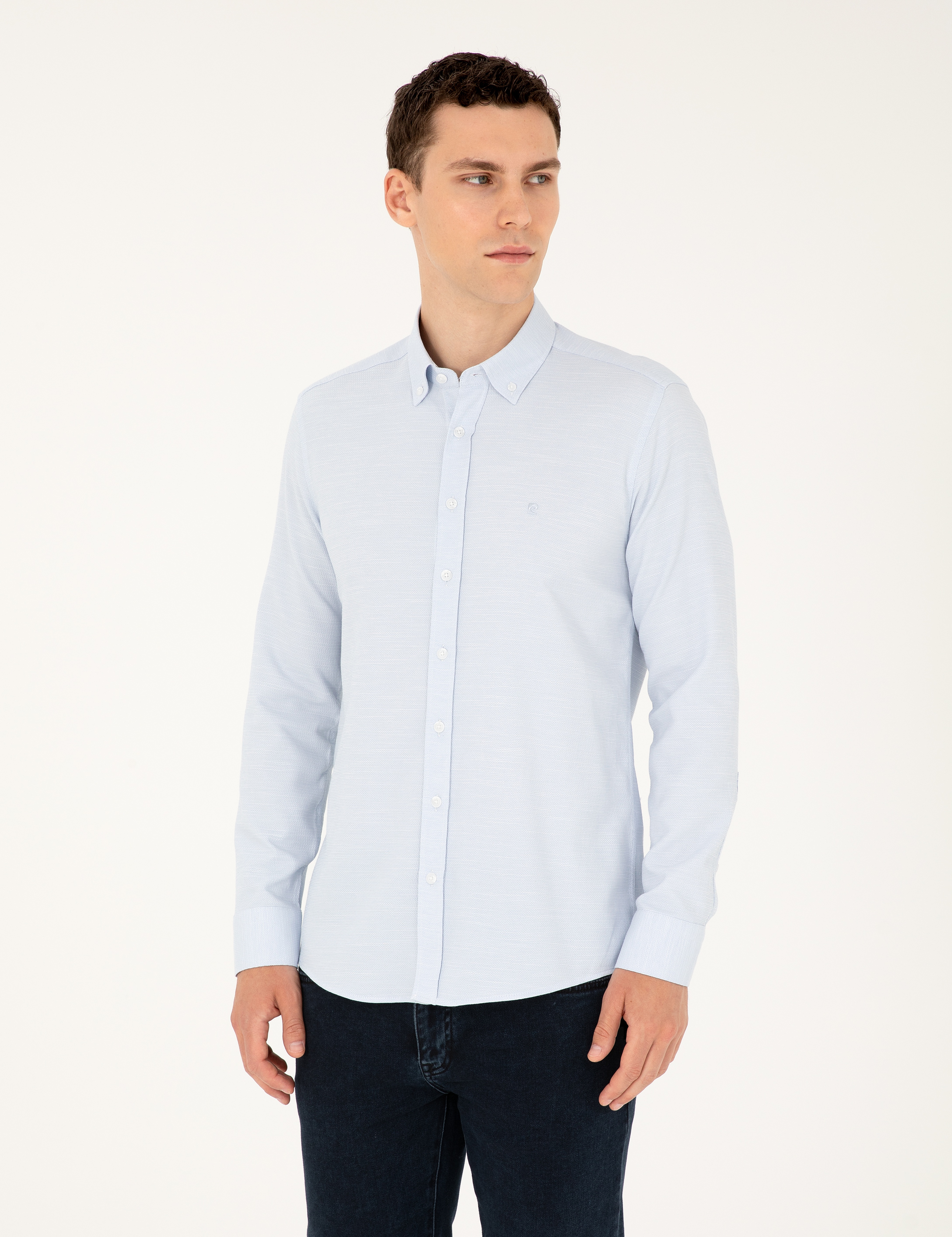 Açık Mavi Slim Fit Uzun Kollu Gömlek - Image 1