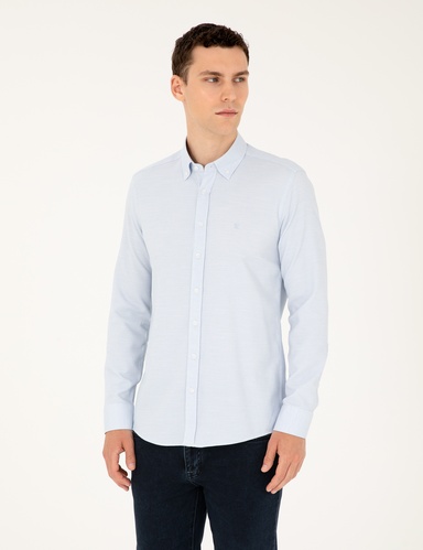 Açık Mavi Slim Fit Uzun Kollu Gömlek