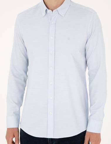 Açık Mavi Slim Fit Uzun Kollu Gömlek