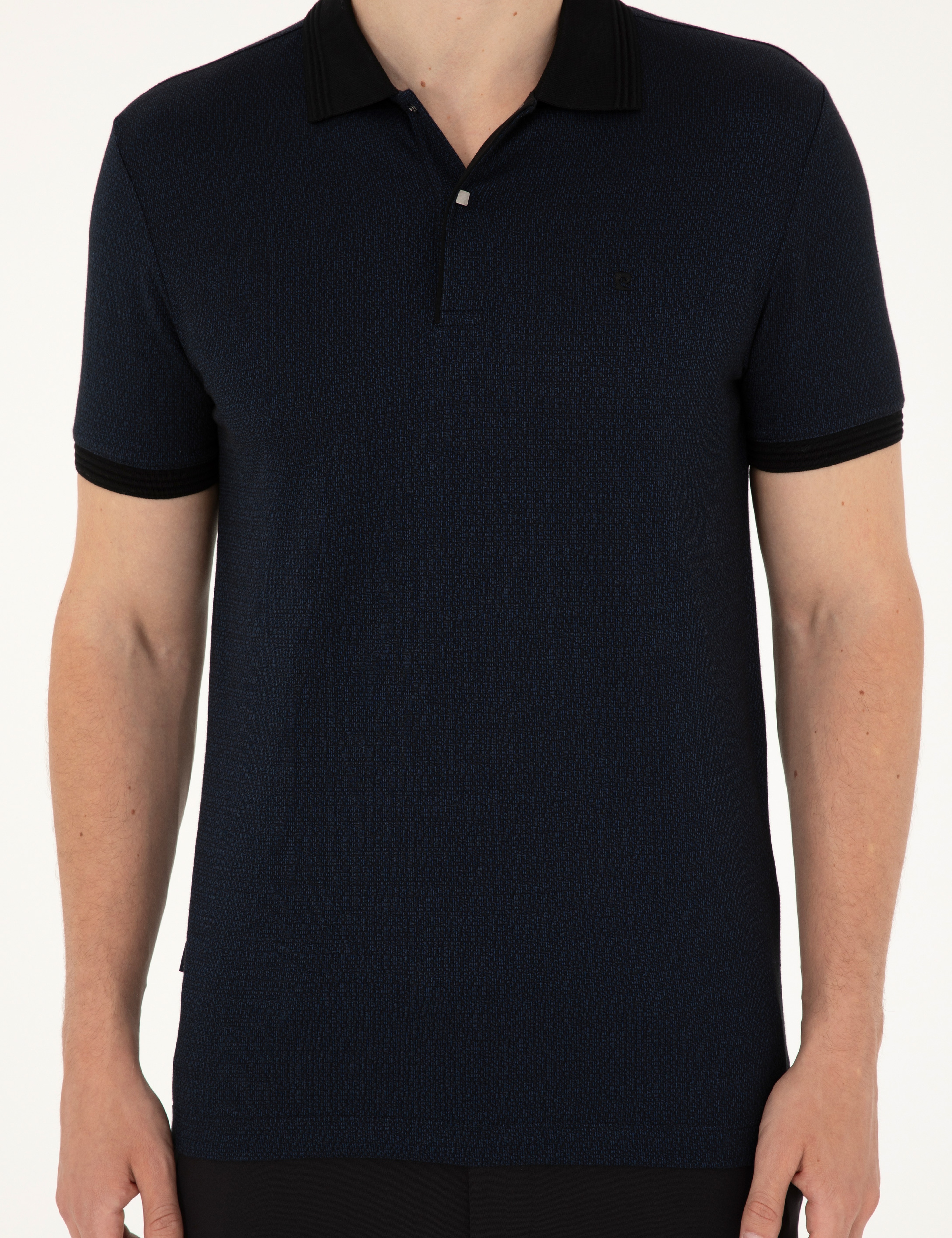Lacivert Slim Fit Düğmeli Polo Yaka Tişört