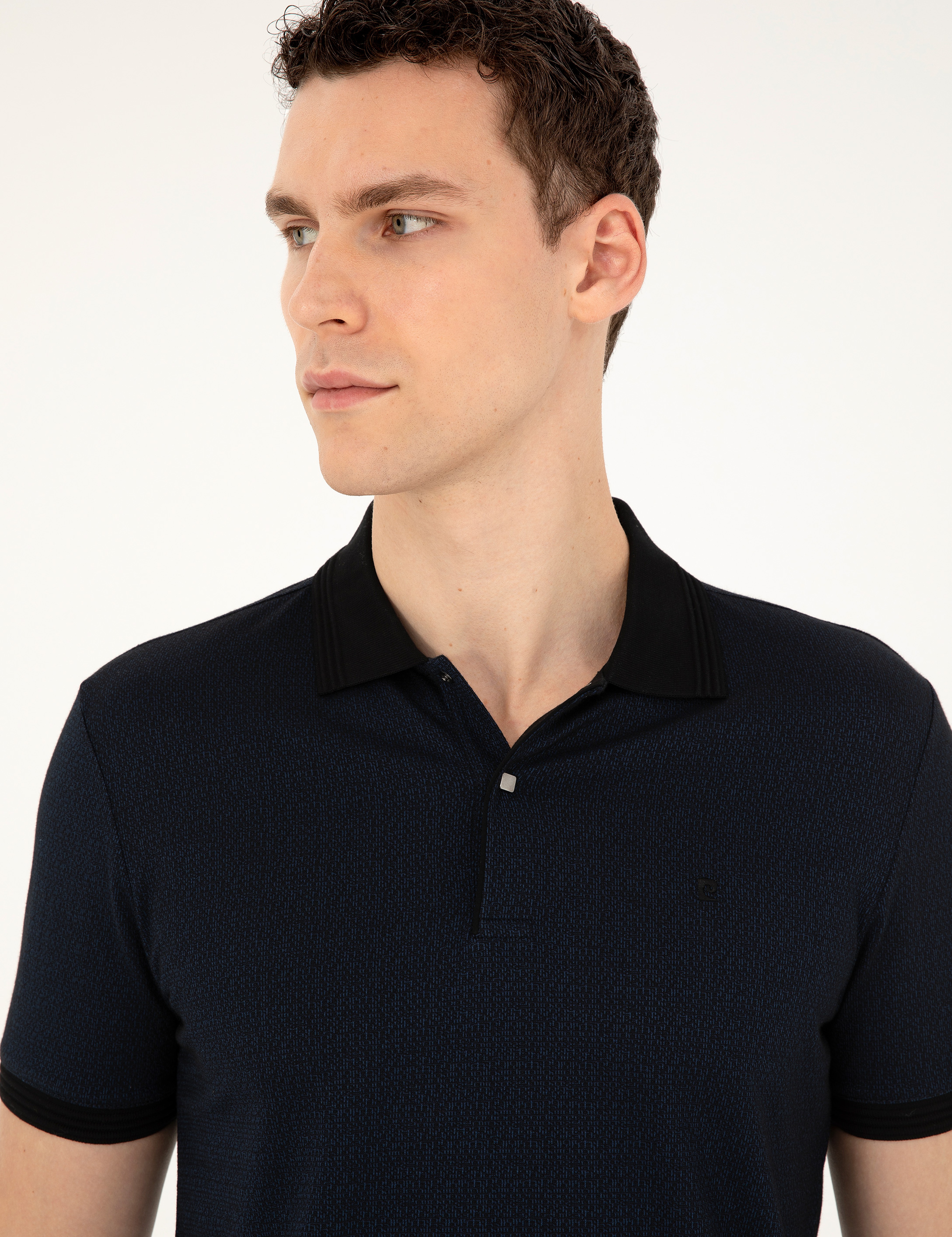 Lacivert Slim Fit Düğmeli Polo Yaka Tişört - Image 2