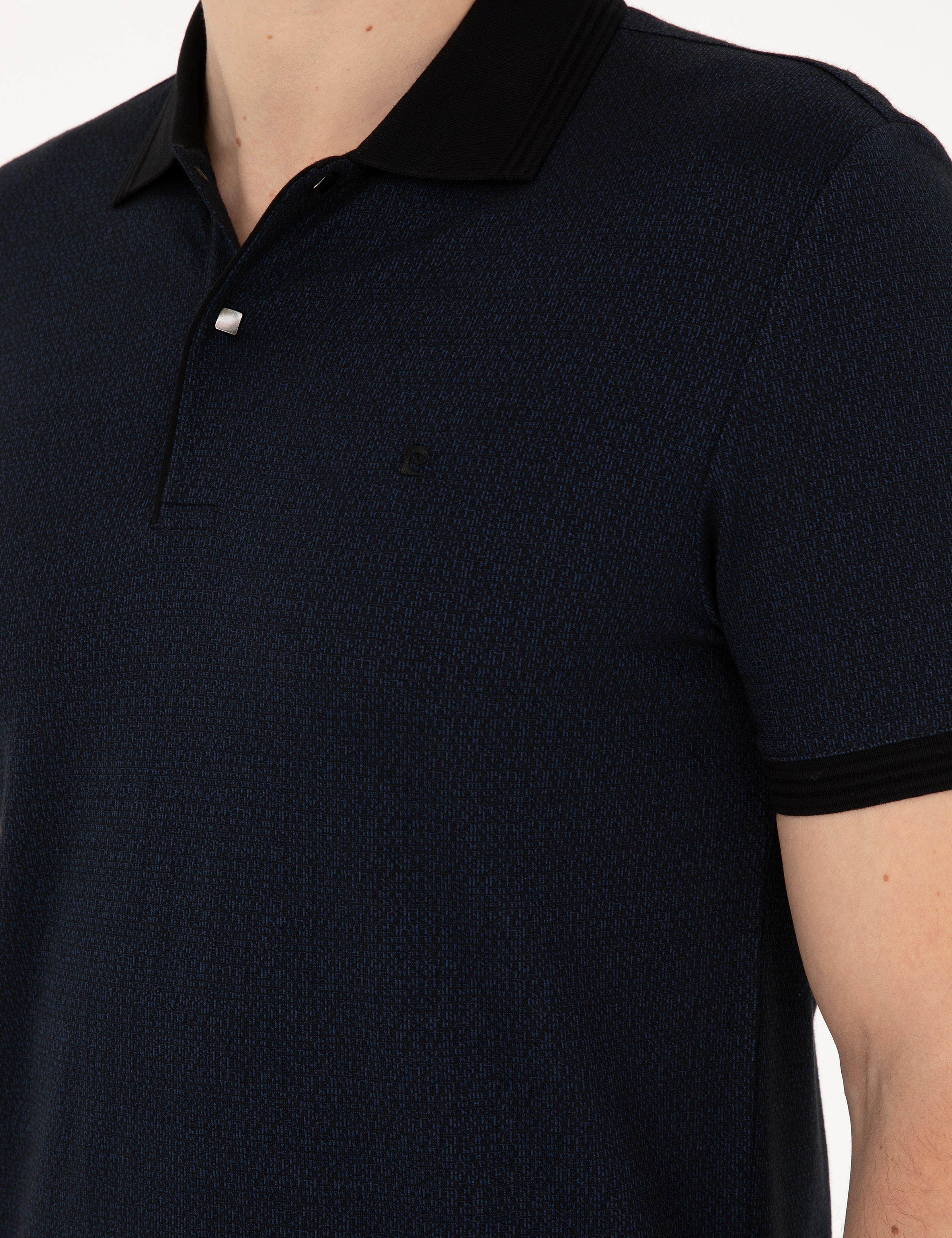Lacivert Slim Fit Düğmeli Polo Yaka Tişört