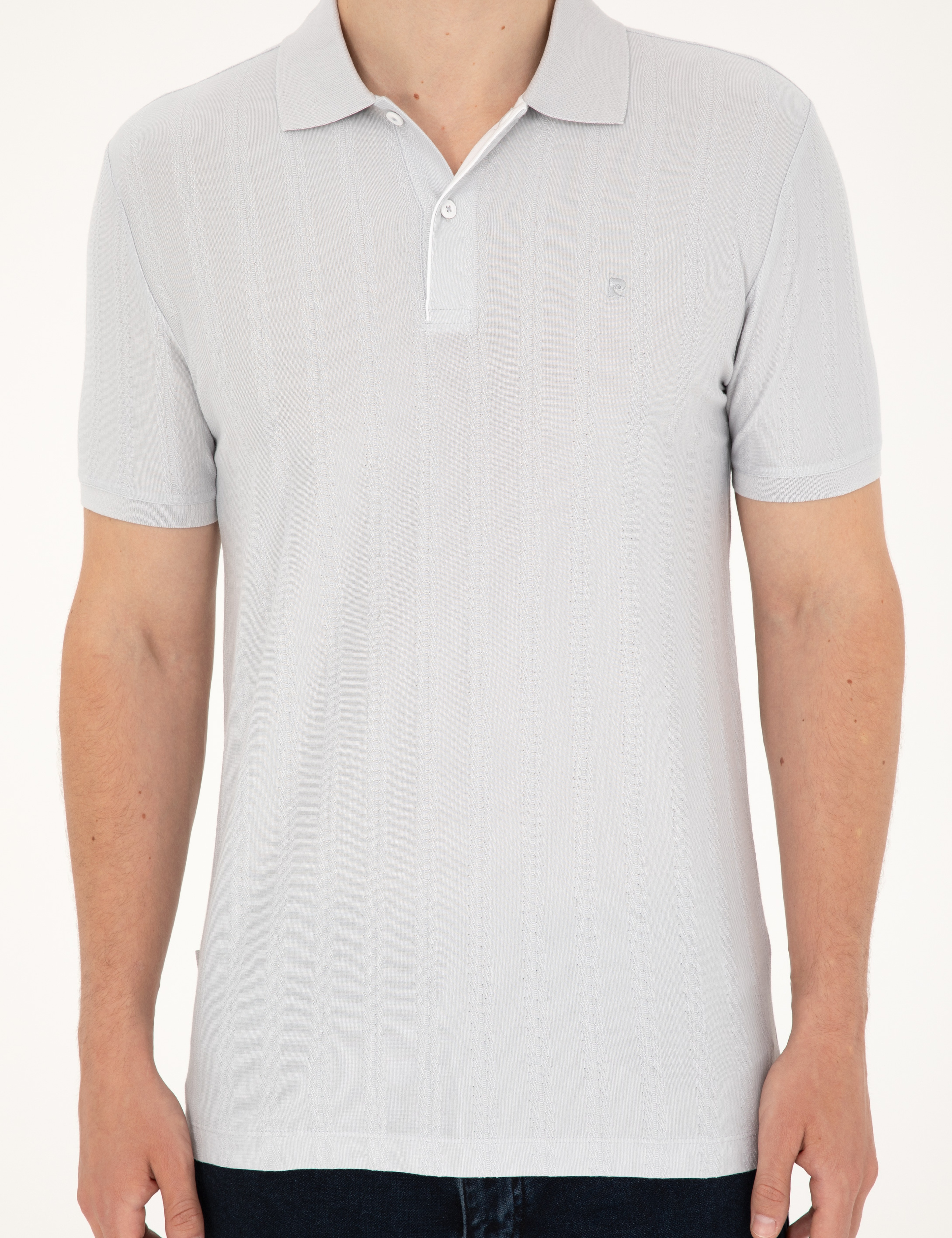 Açık Gri Slim Fit Tişört - Image 6