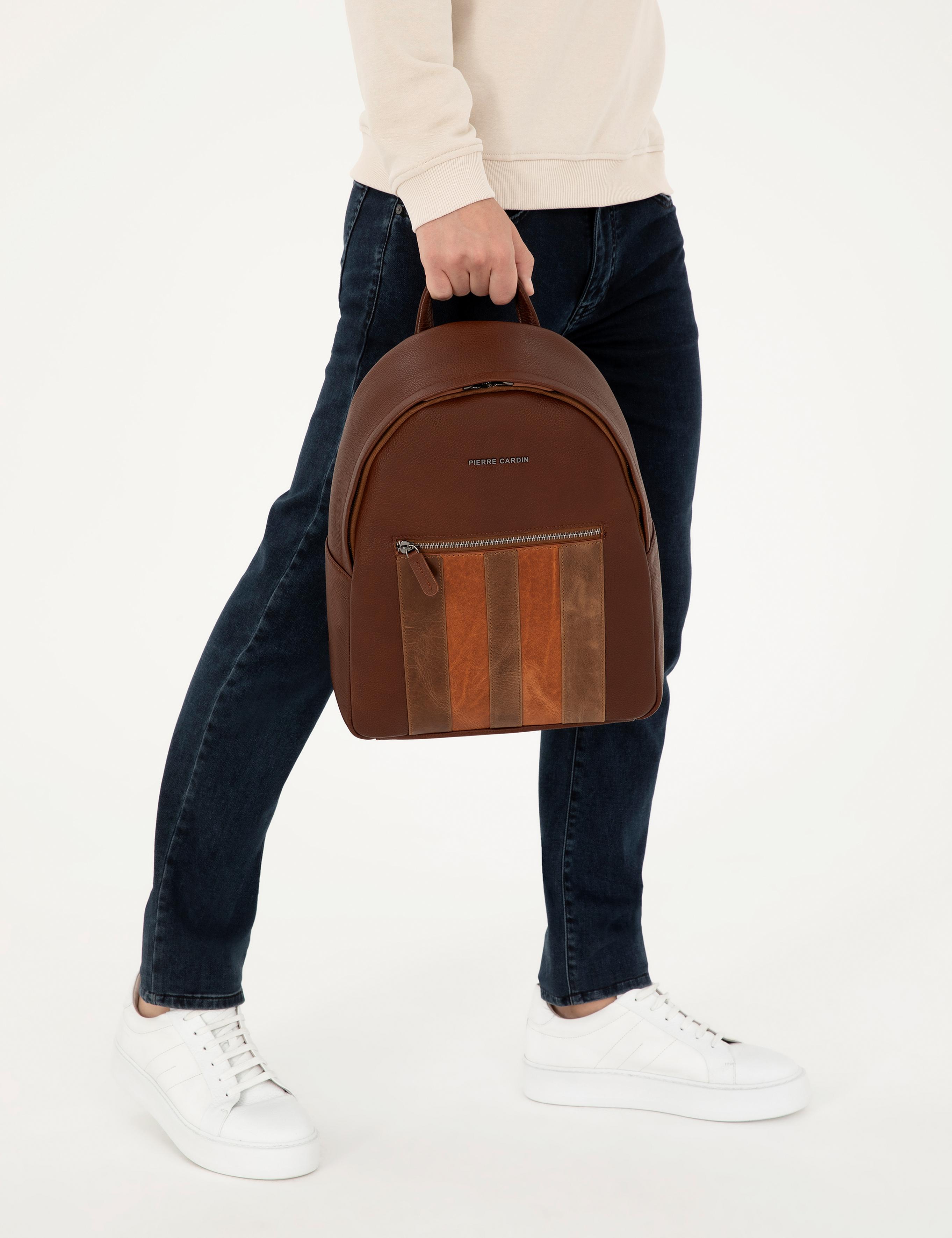 Erkek Taba %100 Deri Sırt Çantası