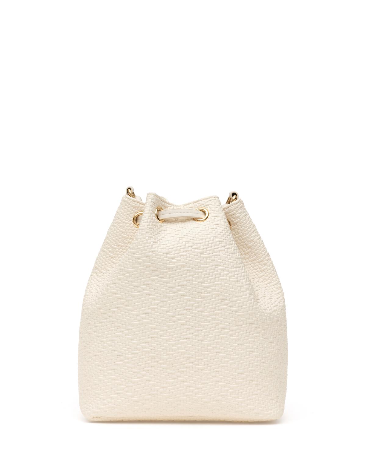 Ekru Büzgülü Çanta - 50297634005