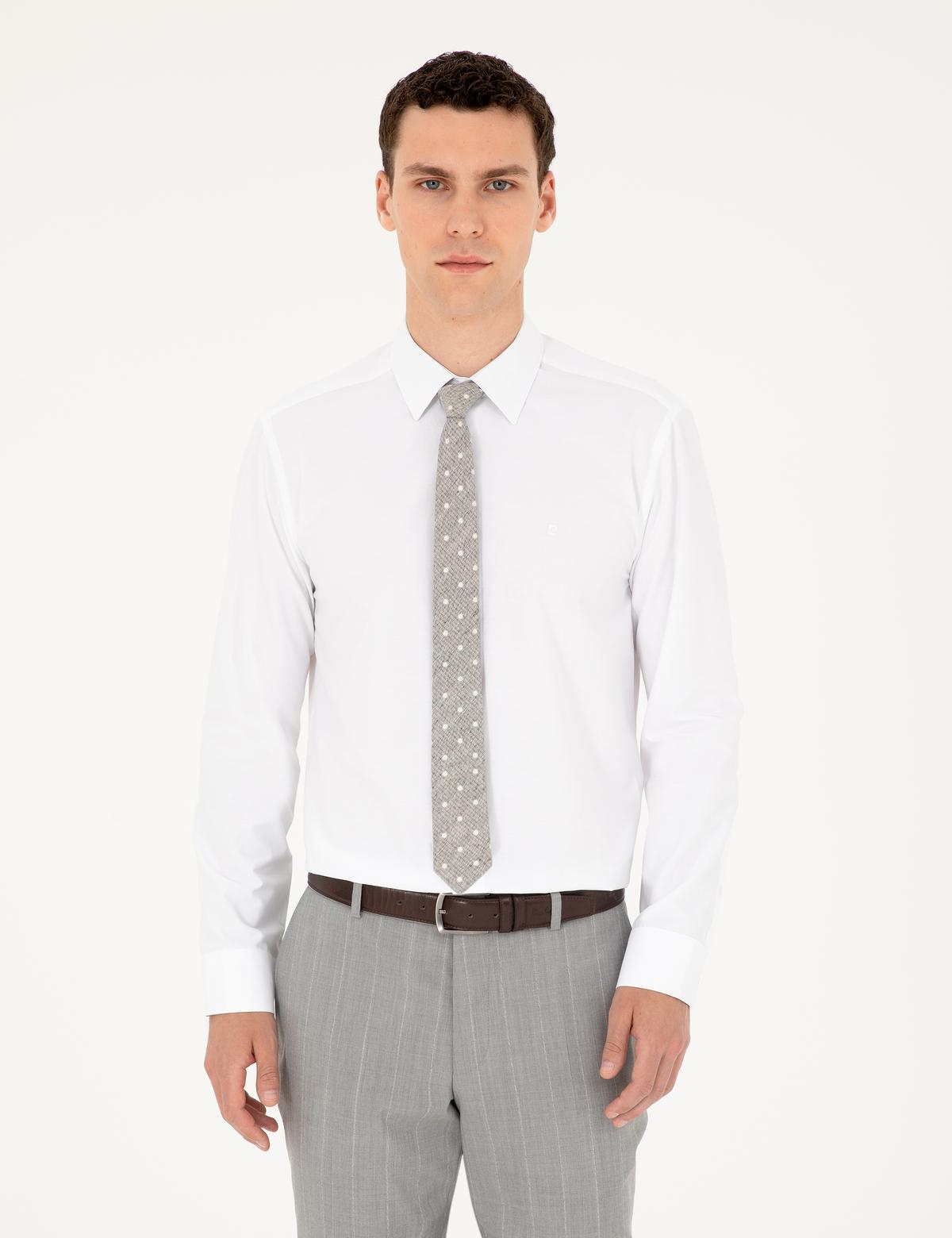 Beyaz Regular Fit Uzun Kollu Basic Gömlek