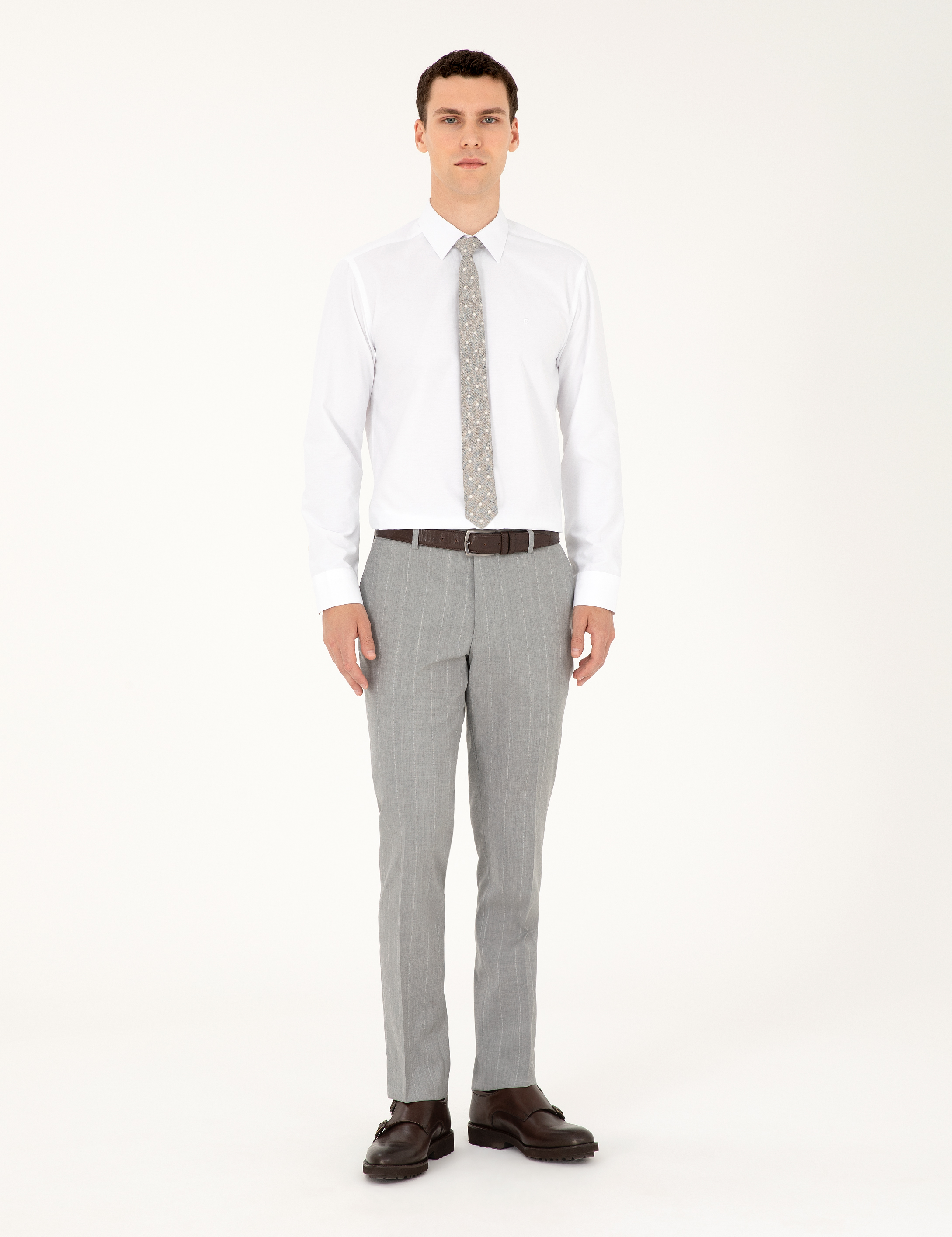 Beyaz Regular Fit Uzun Kollu Basic Gömlek - Image 4