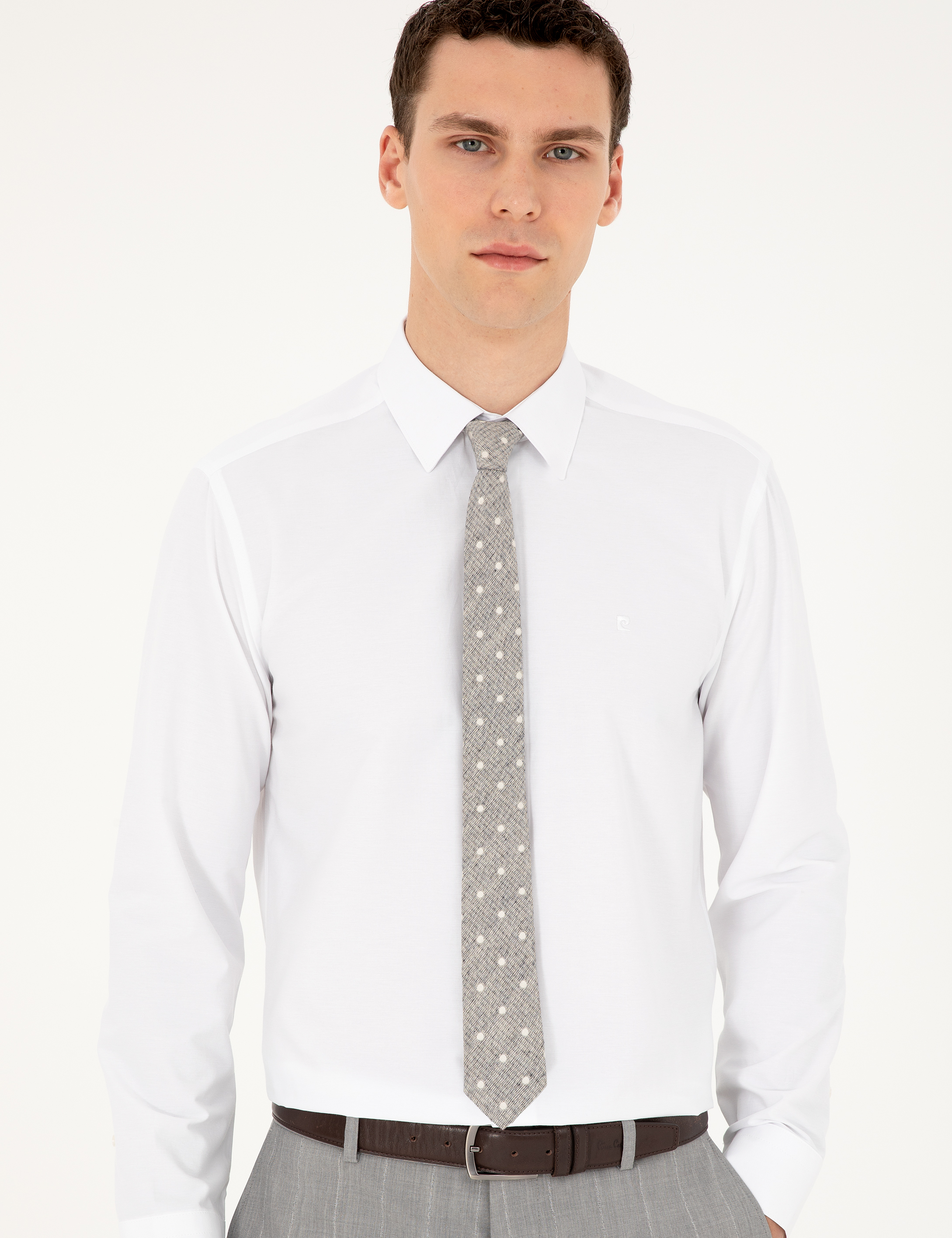 Beyaz Regular Fit Uzun Kollu Basic Gömlek - Image 3