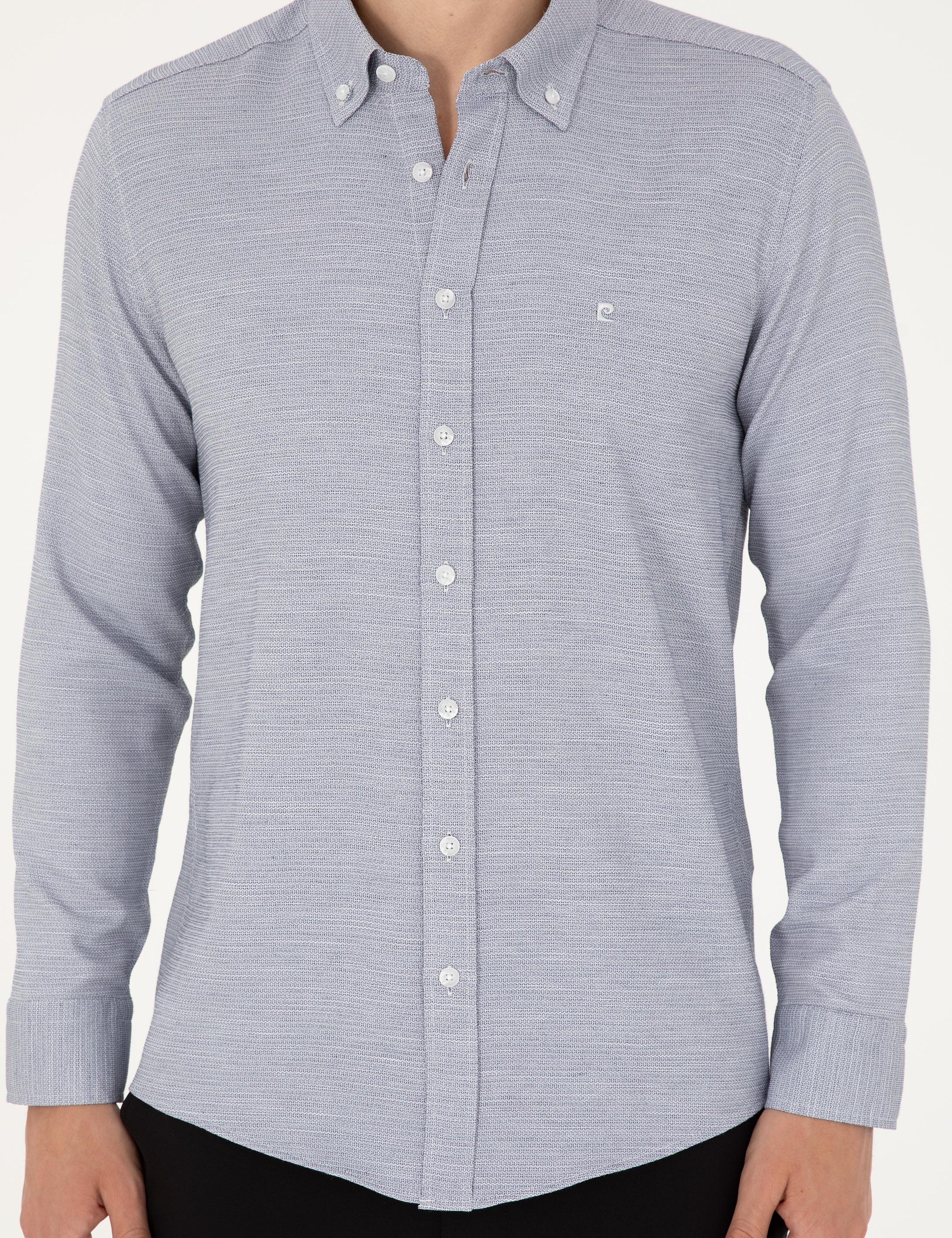 Lacivert Slim Fit Uzun Kollu Gömlek