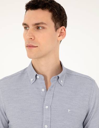 Lacivert Slim Fit Uzun Kollu Gömlek