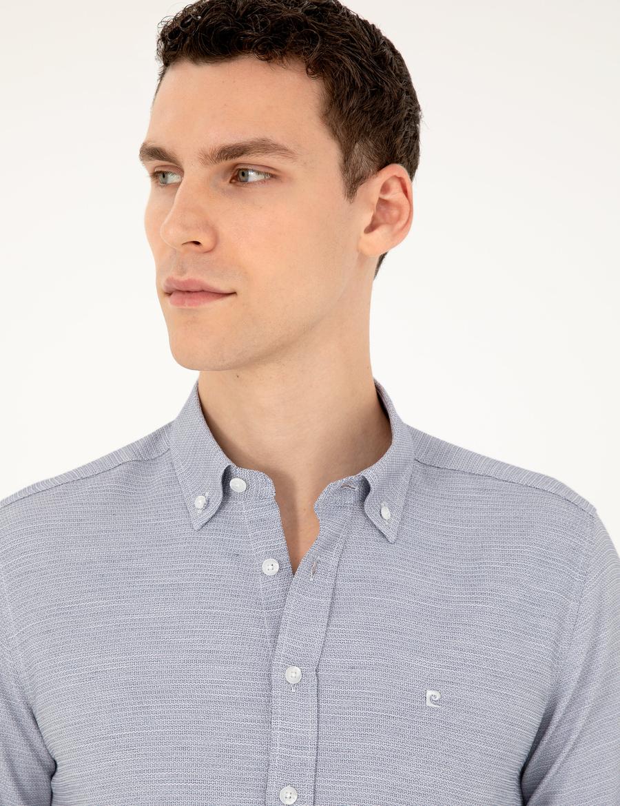 Lacivert Slim Fit Uzun Kollu Gömlek