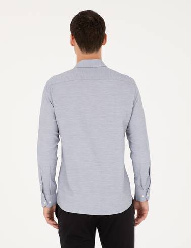 Lacivert Slim Fit Uzun Kollu Gömlek