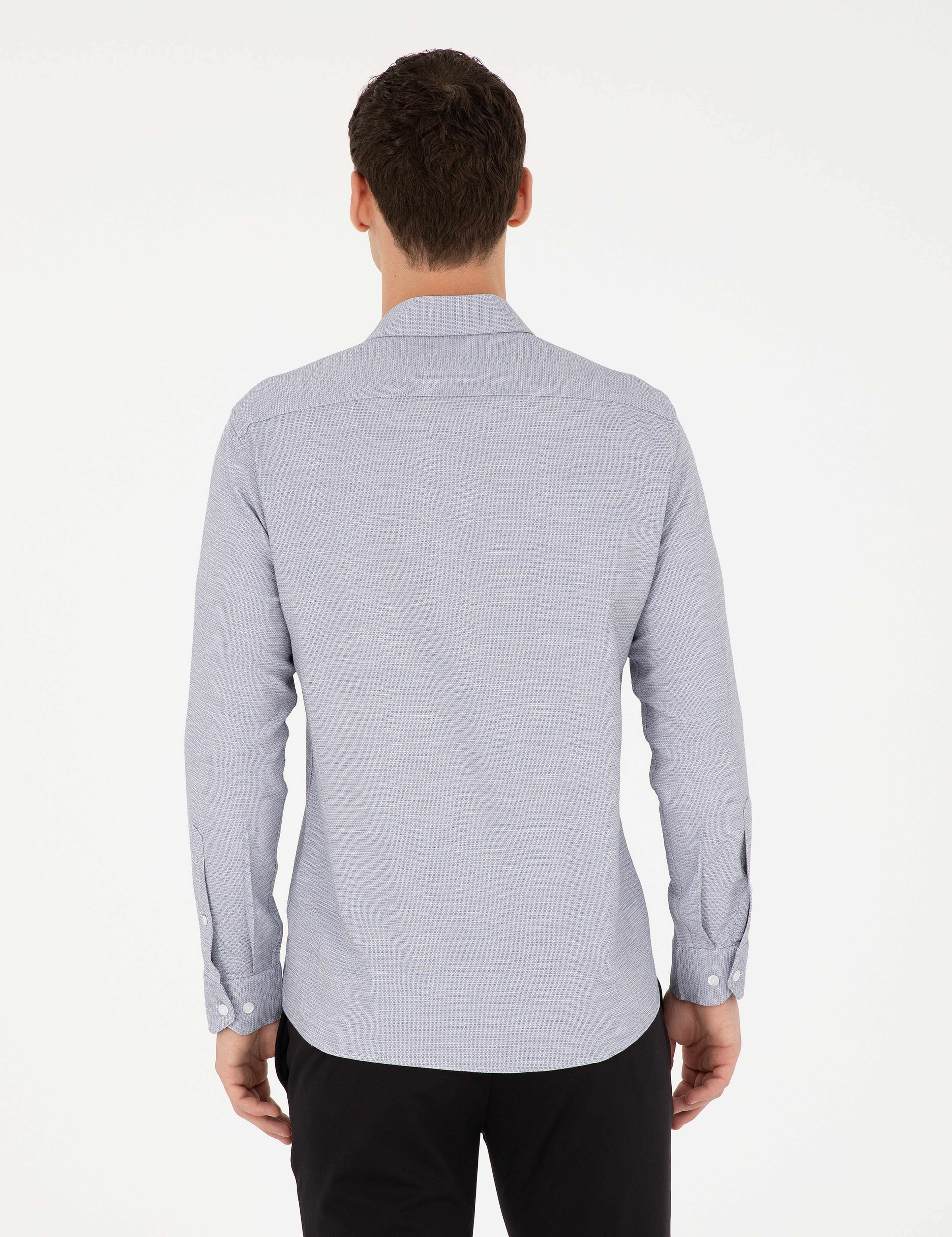 Lacivert Slim Fit Uzun Kollu Gömlek