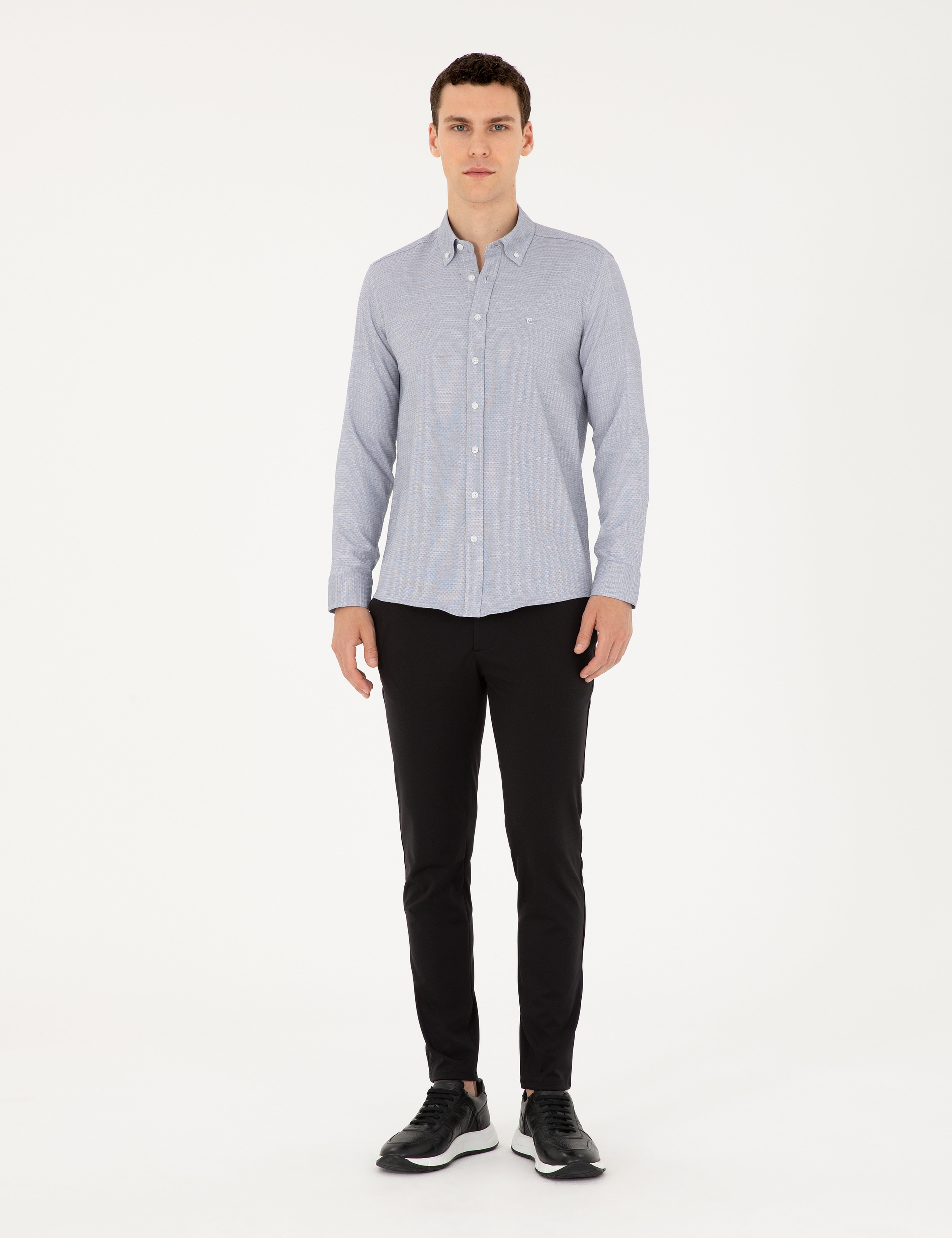 Lacivert Slim Fit Uzun Kollu Gömlek - Image 4