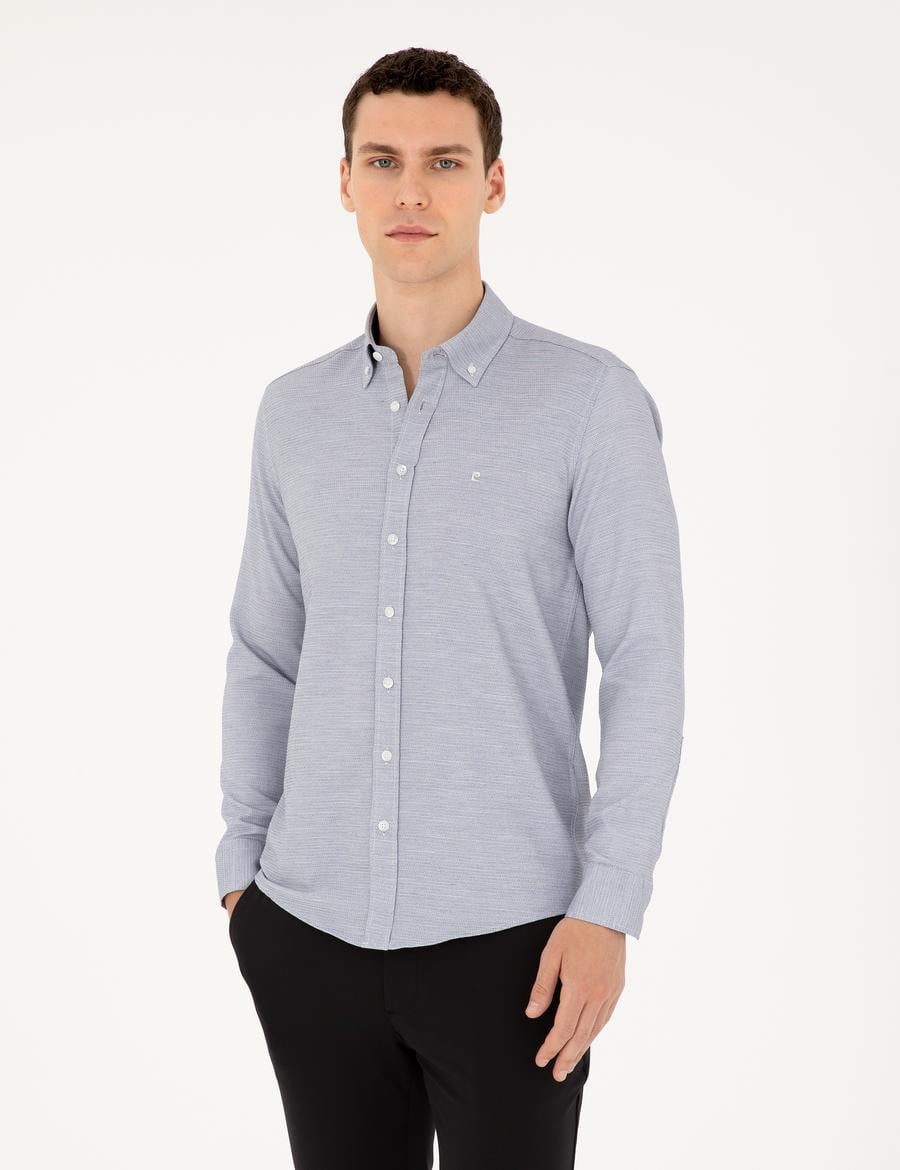 Lacivert Slim Fit Uzun Kollu Gömlek