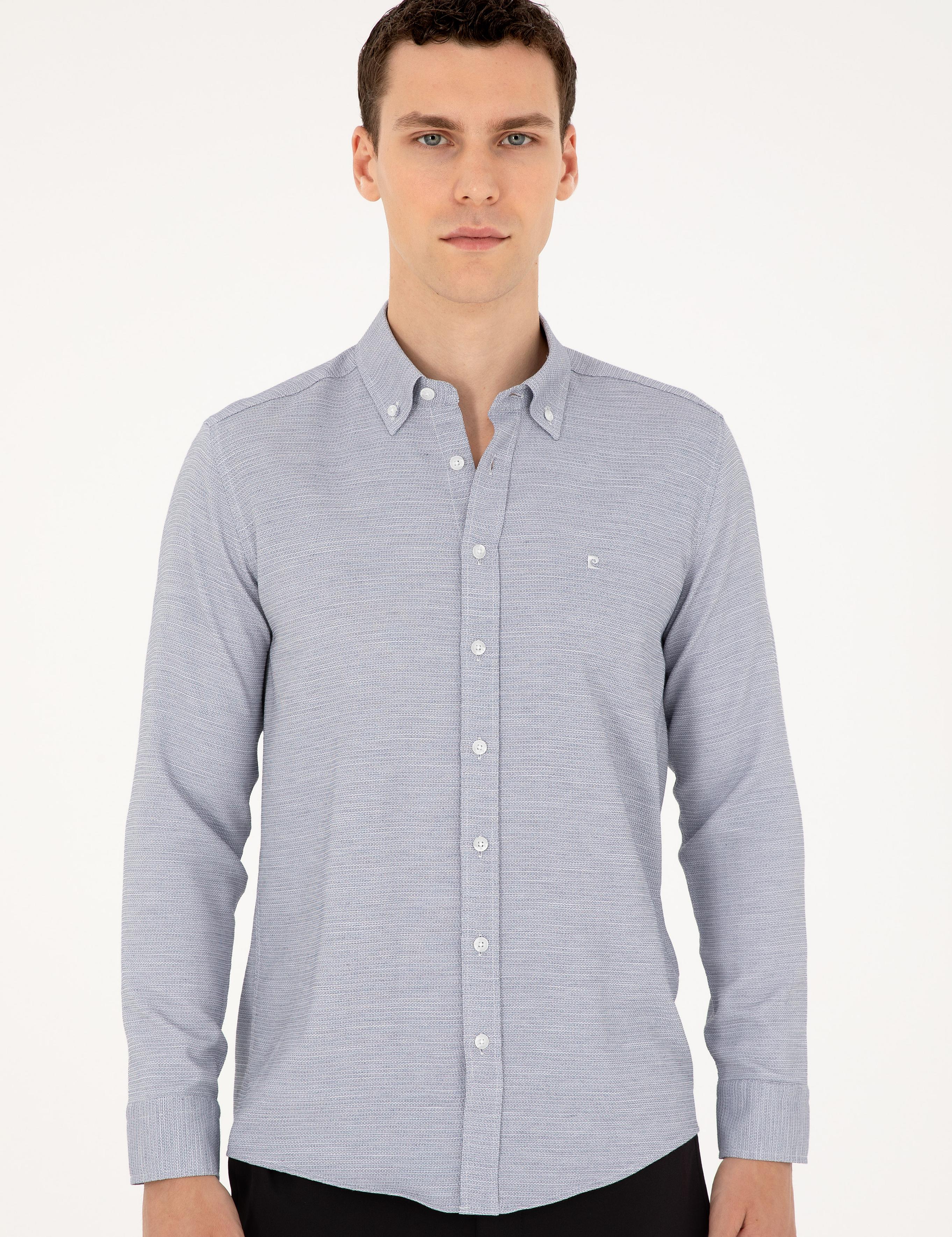 Lacivert Slim Fit Uzun Kollu Gömlek