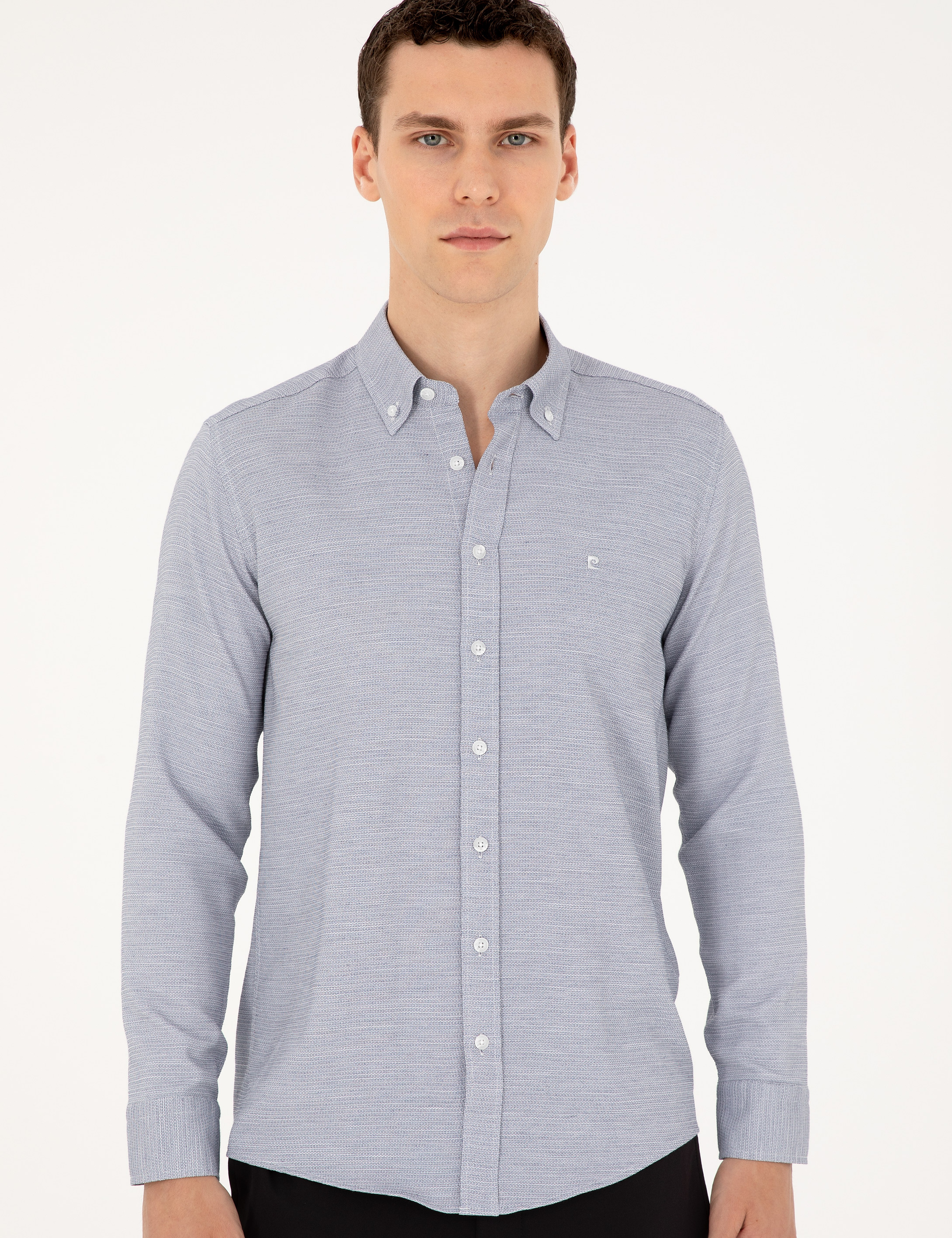 Lacivert Slim Fit Uzun Kollu Gömlek - Image 3