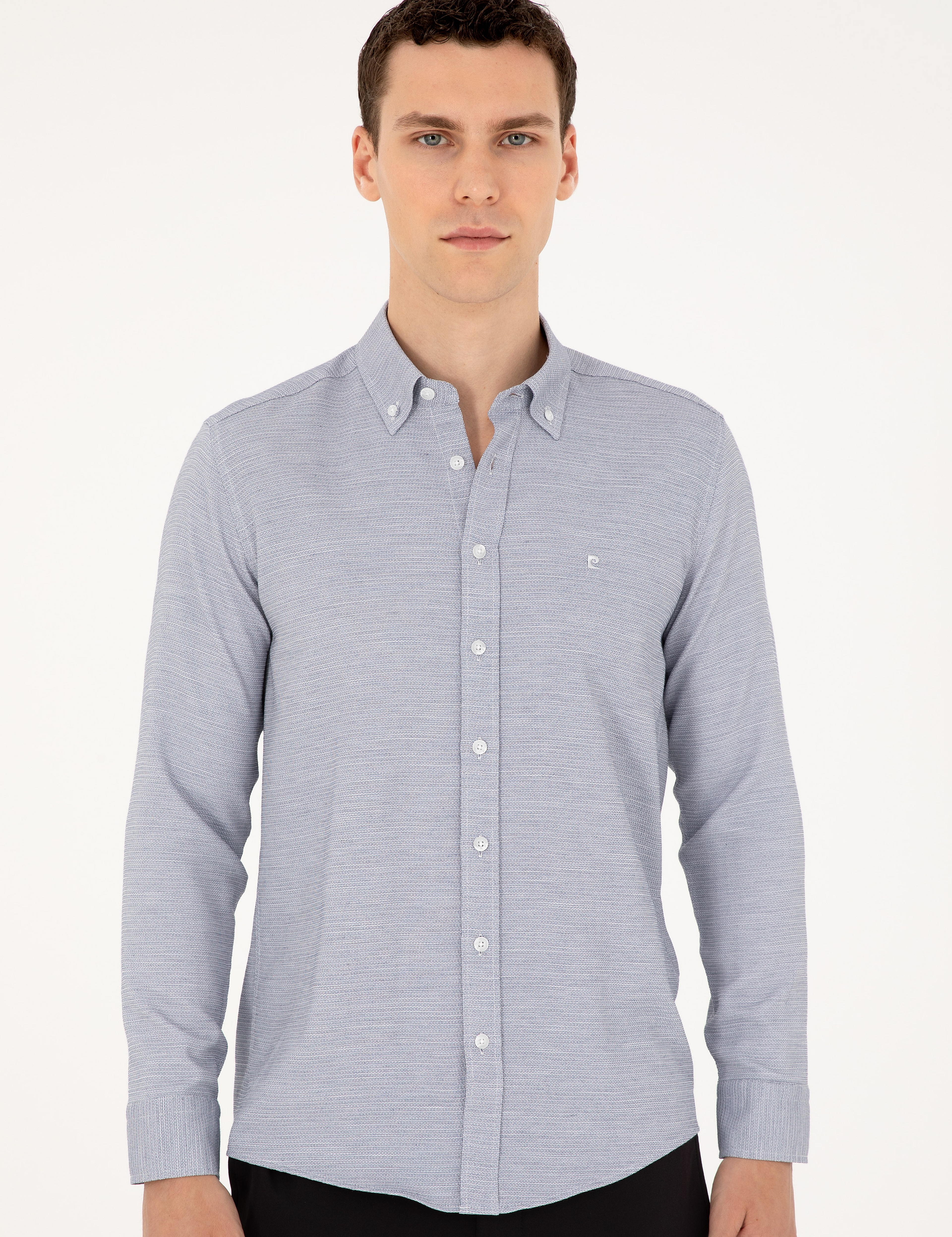 Lacivert Slim Fit Uzun Kollu Gömlek