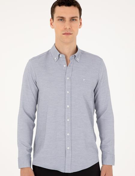 Lacivert Slim Fit Uzun Kollu Gömlek - 50291042036