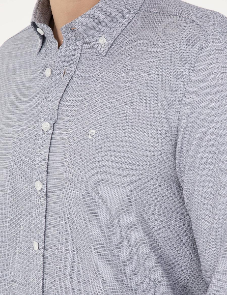 Lacivert Slim Fit Uzun Kollu Gömlek