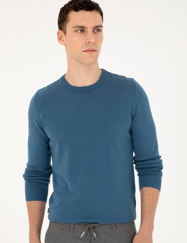 Kobalt Slim Fit Bisiklet Yaka Basic Triko Kazak