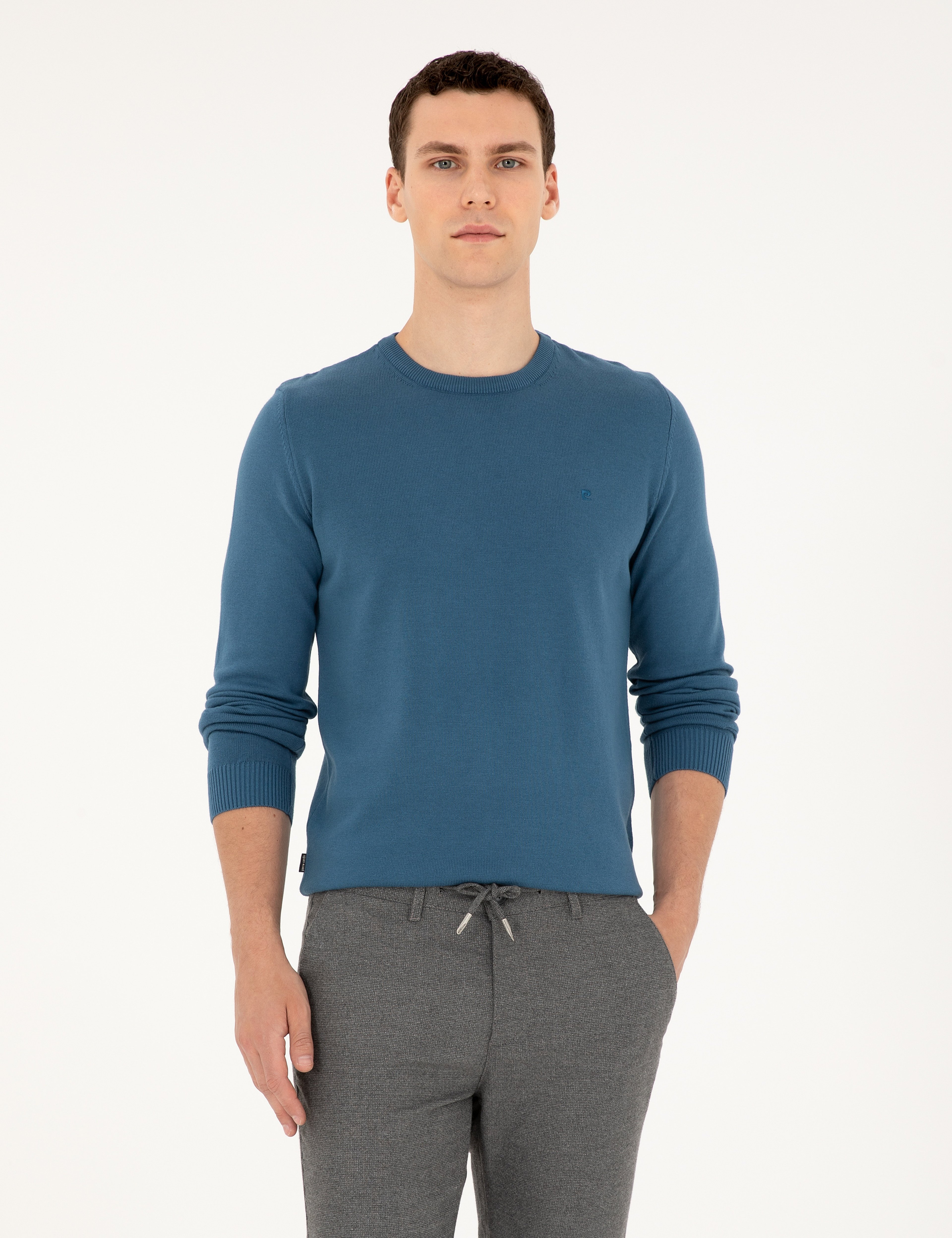 Kobalt Slim Fit Bisiklet Yaka Basic Triko Kazak - Image 1