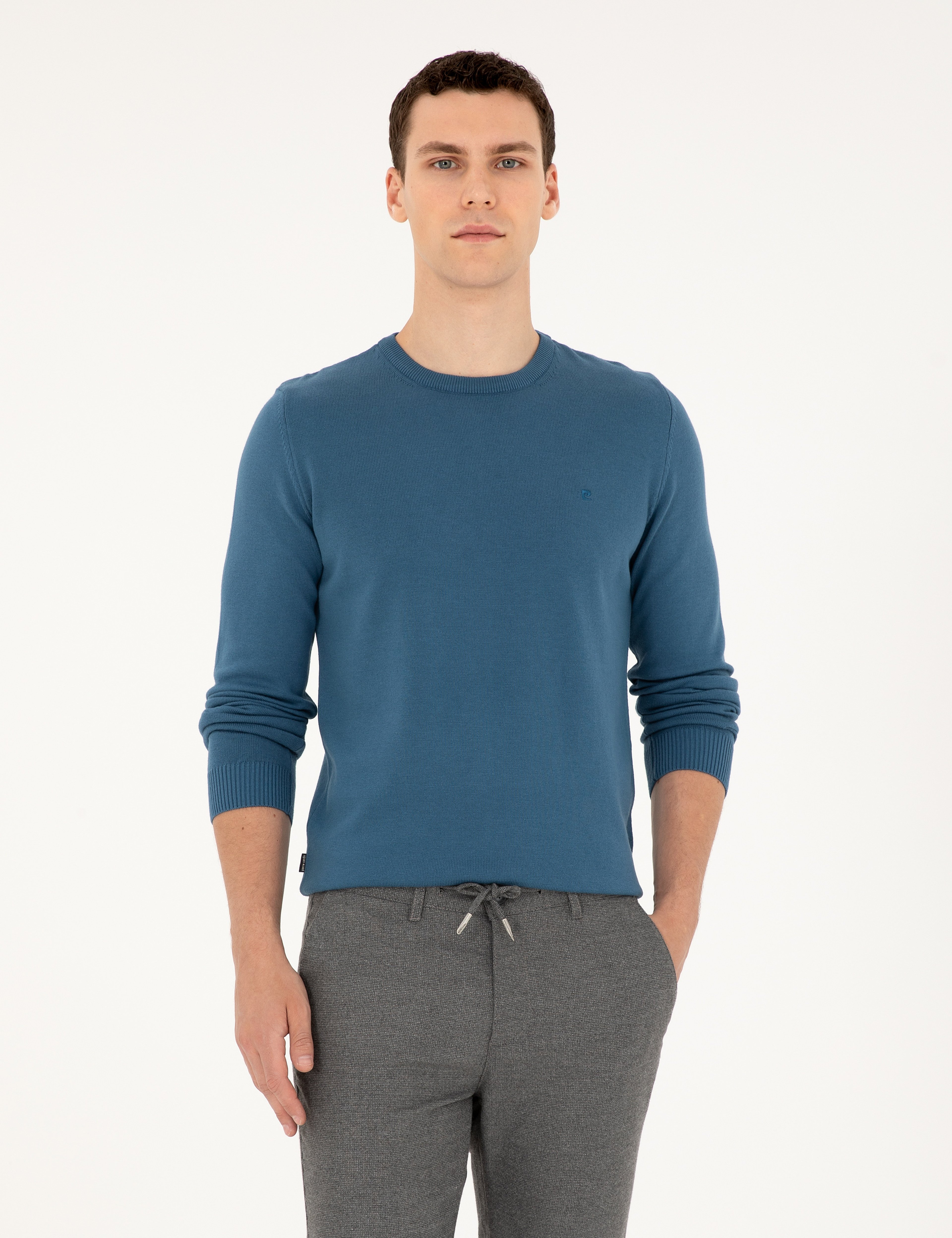 Kobalt Slim Fit Bisiklet Yaka Basic Triko Kazak