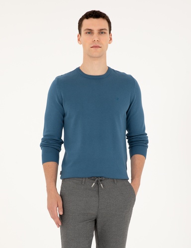 Kobalt Slim Fit Bisiklet Yaka Basic Triko Kazak