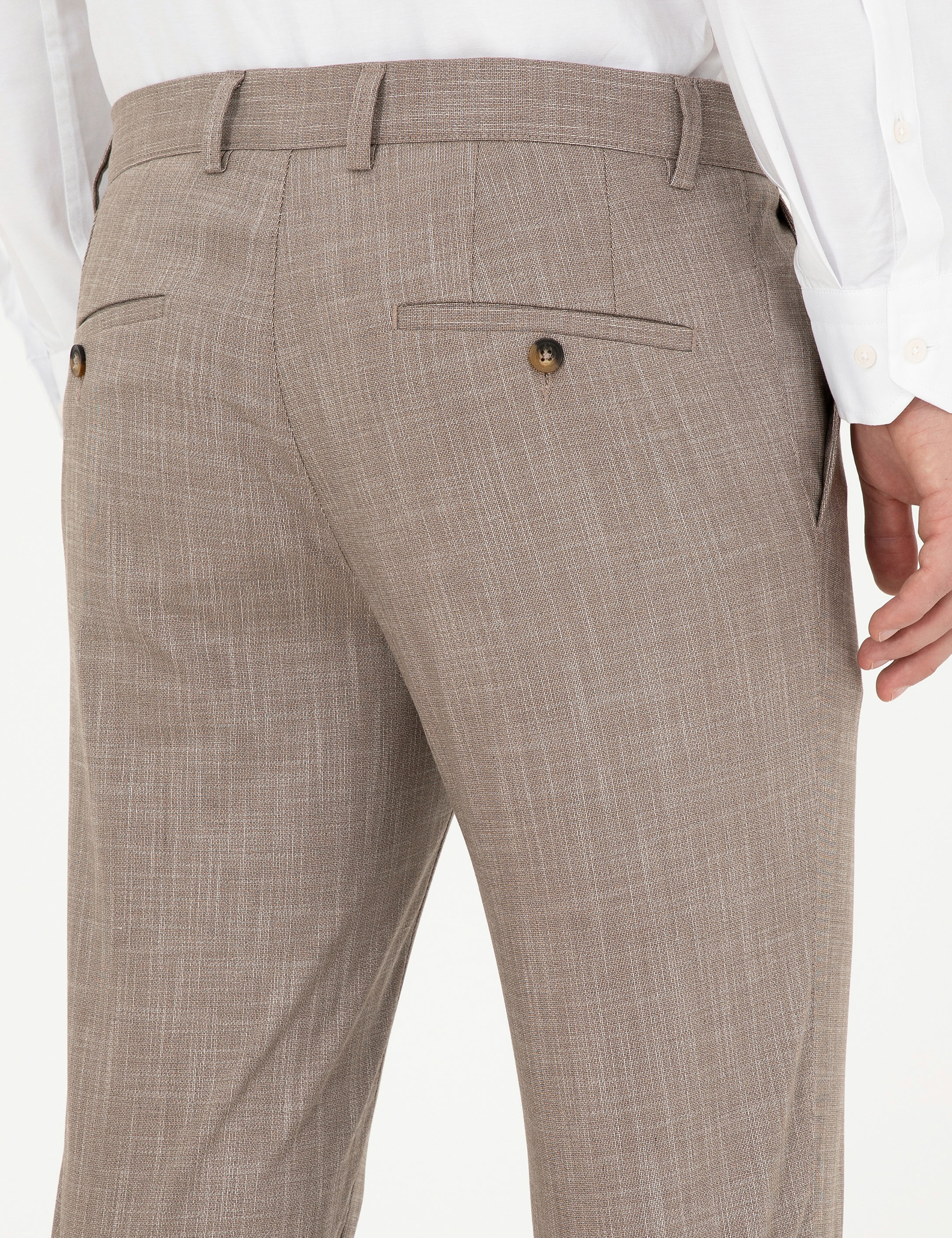 Bej Ex. Slim Fit Kumaş Pantolon - Image 6