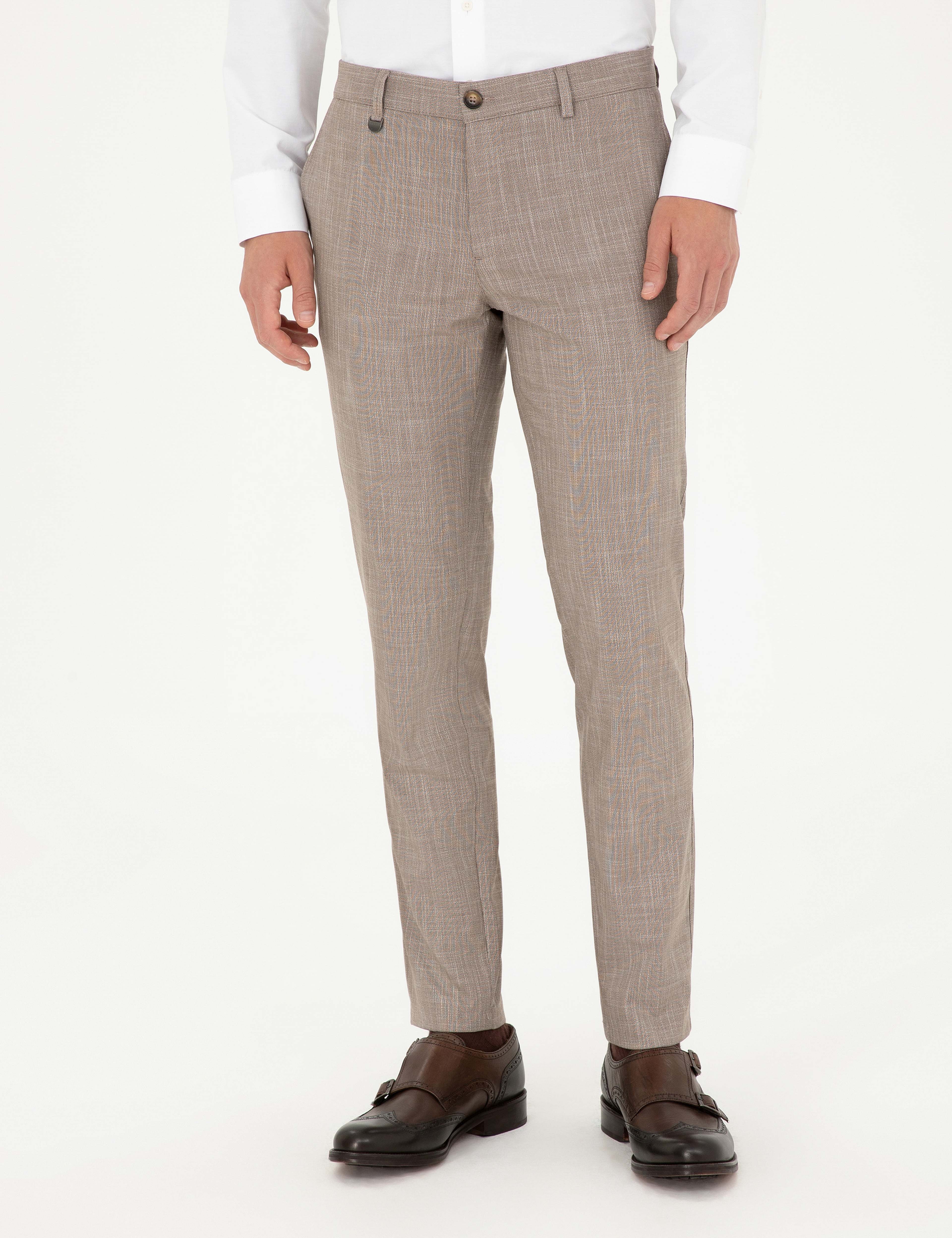 Bej Ex. Slim Fit Kumaş Pantolon - Image 2