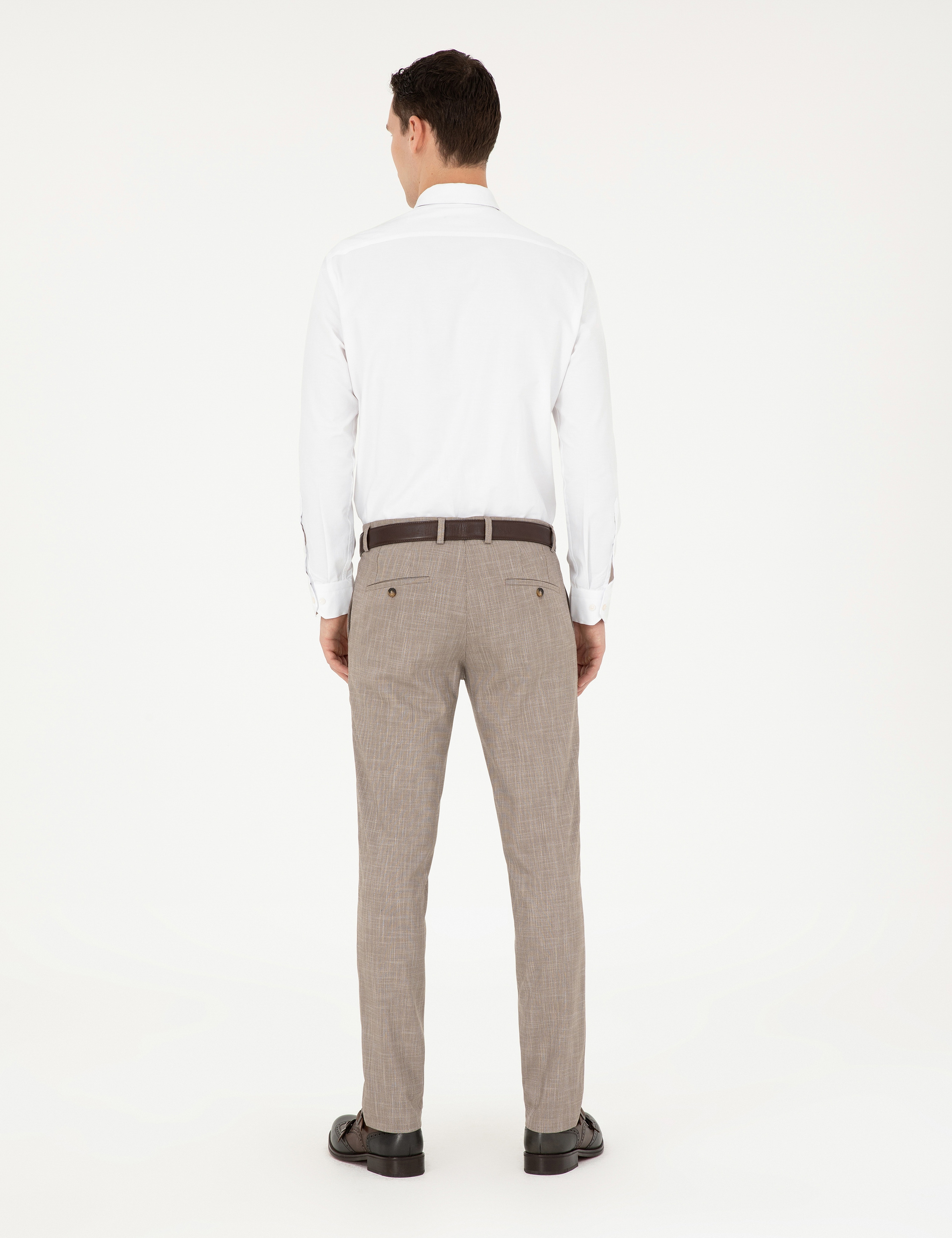 Bej Ex. Slim Fit Kumaş Pantolon - Image 4
