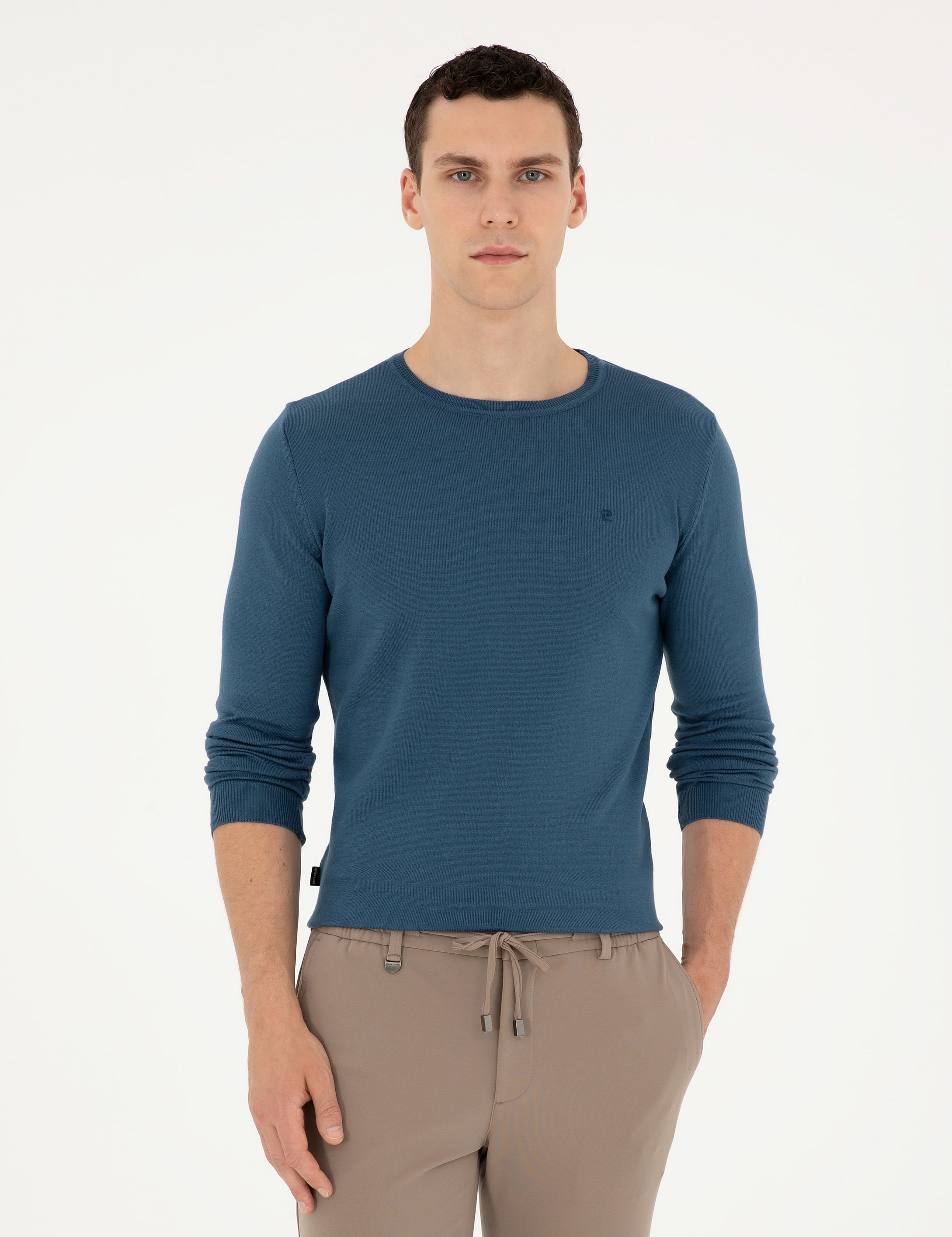 Kobalt Slim Fit Bisiklet Yaka Basic Triko Kazak - Image 1