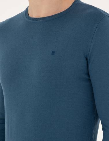 Kobalt Slim Fit Bisiklet Yaka Basic Triko Kazak