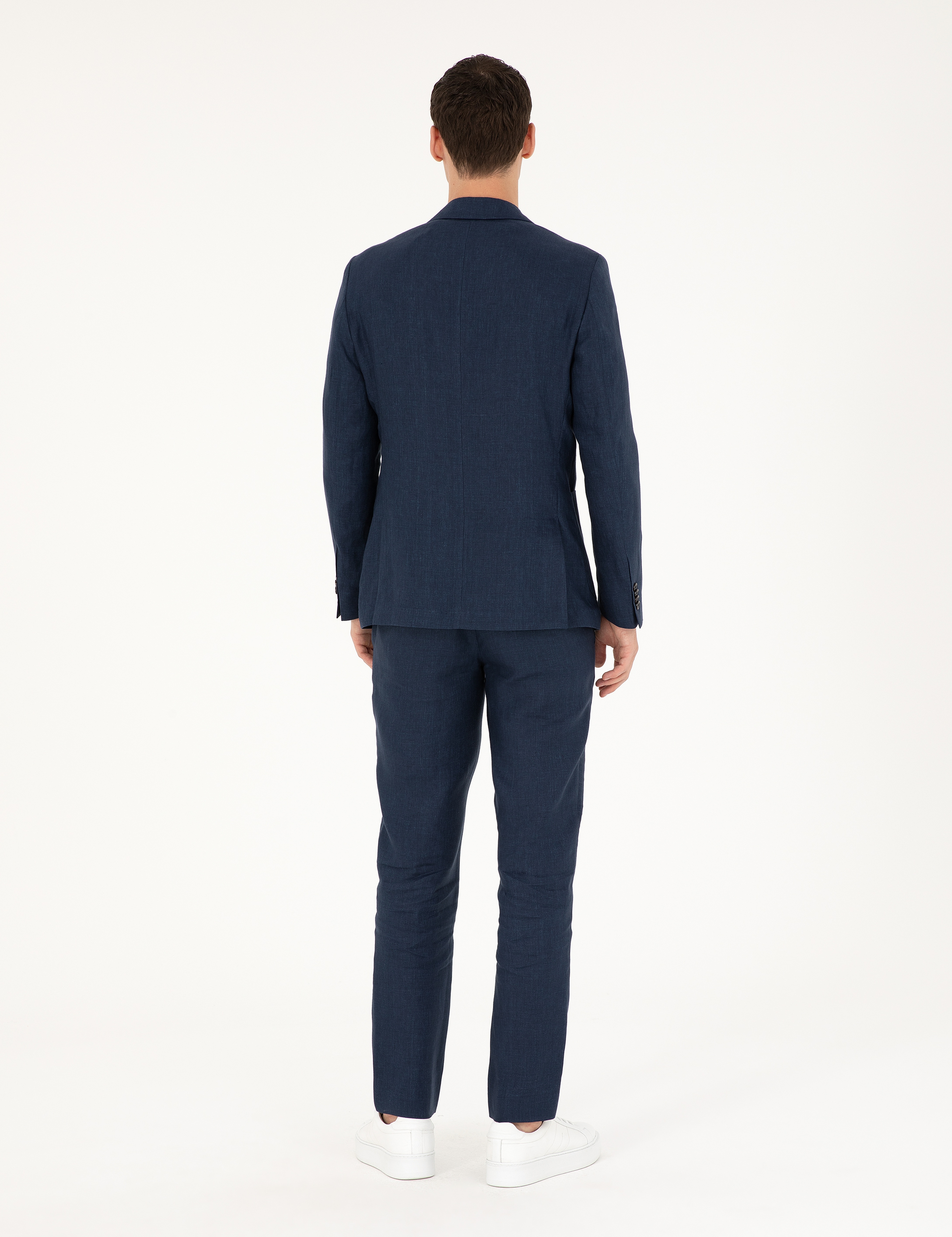 Lacivert Extra Slim Fit %100 Keten Takım Elbise - Image 5