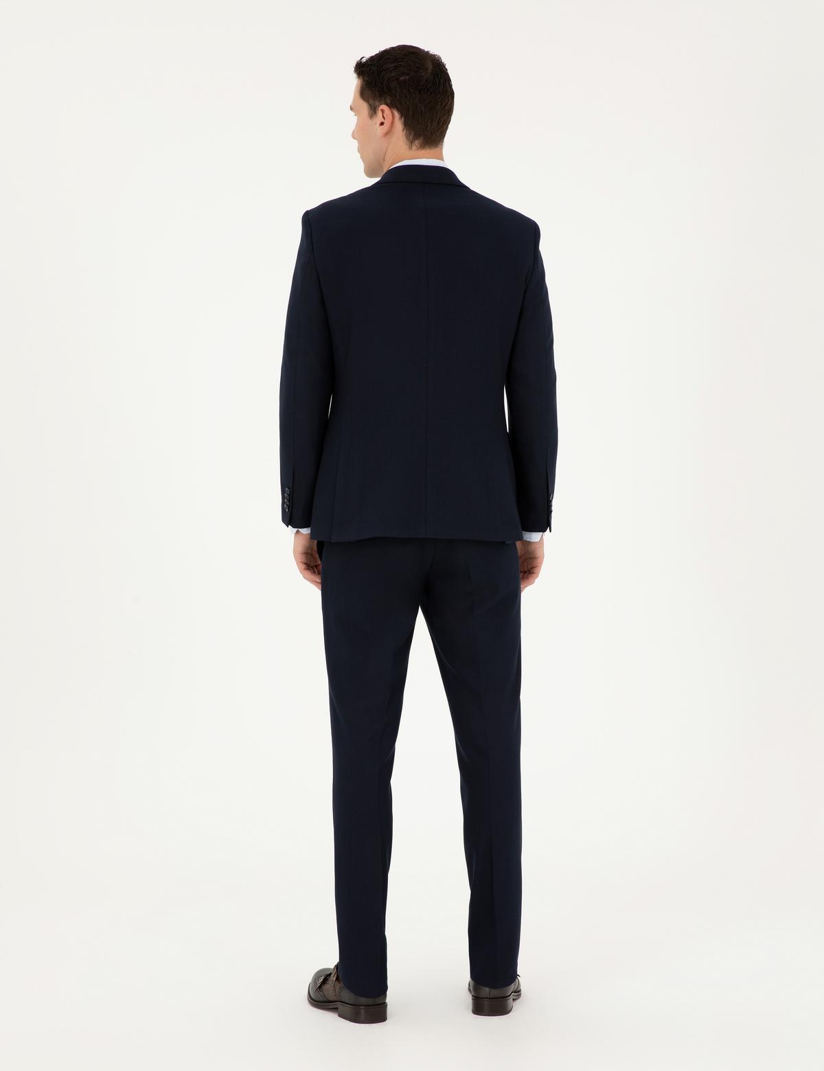 Lacivert Slim Fit Çizgili Takım Elbise - 50292210083