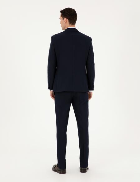 Lacivert Slim Fit Çizgili Takım Elbise - 50292210083