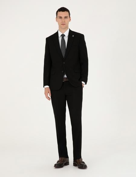 Siyah Slim Fit Çizgili Takım Elbise - 50292210014