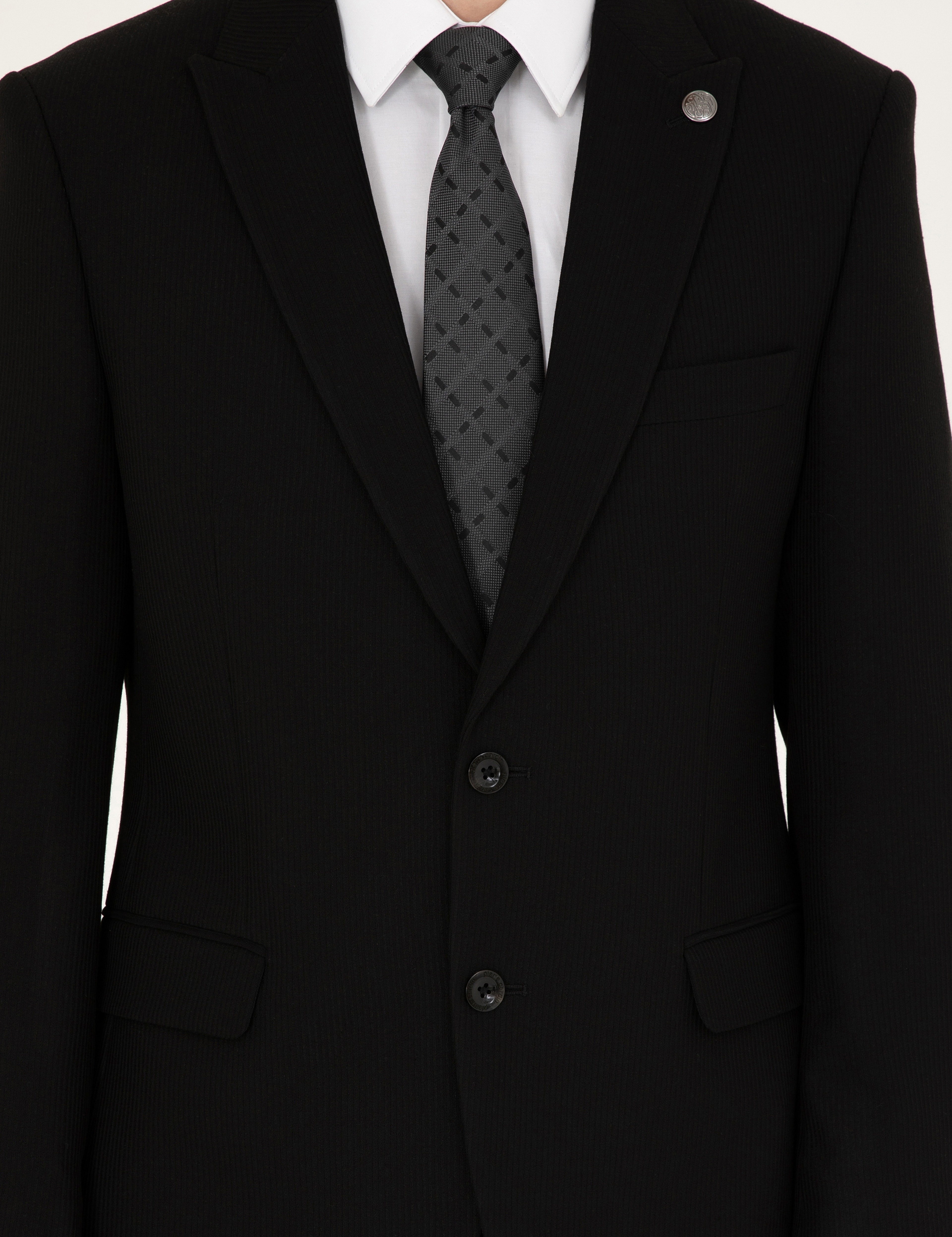 Siyah Slim Fit Çizgili Takım Elbise - Image 6