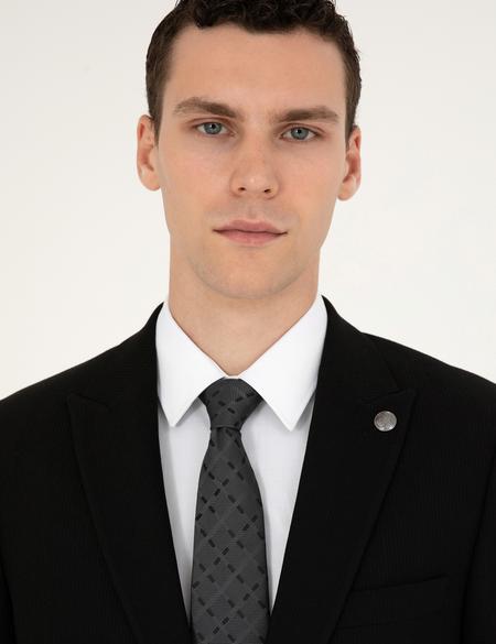 Siyah Slim Fit Çizgili Takım Elbise - 50292210014