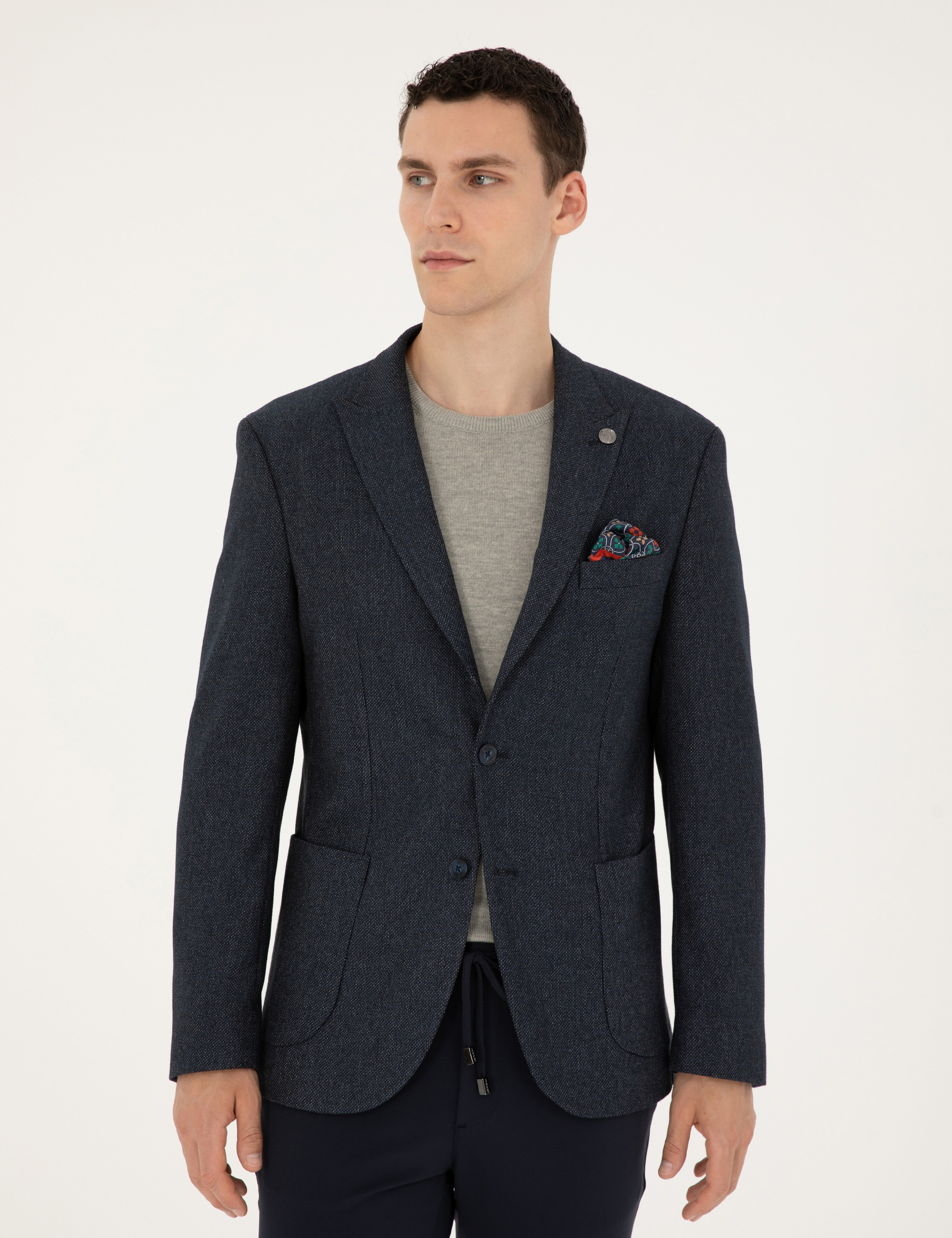 Lacivert Slim Fit Ceket - Image 3