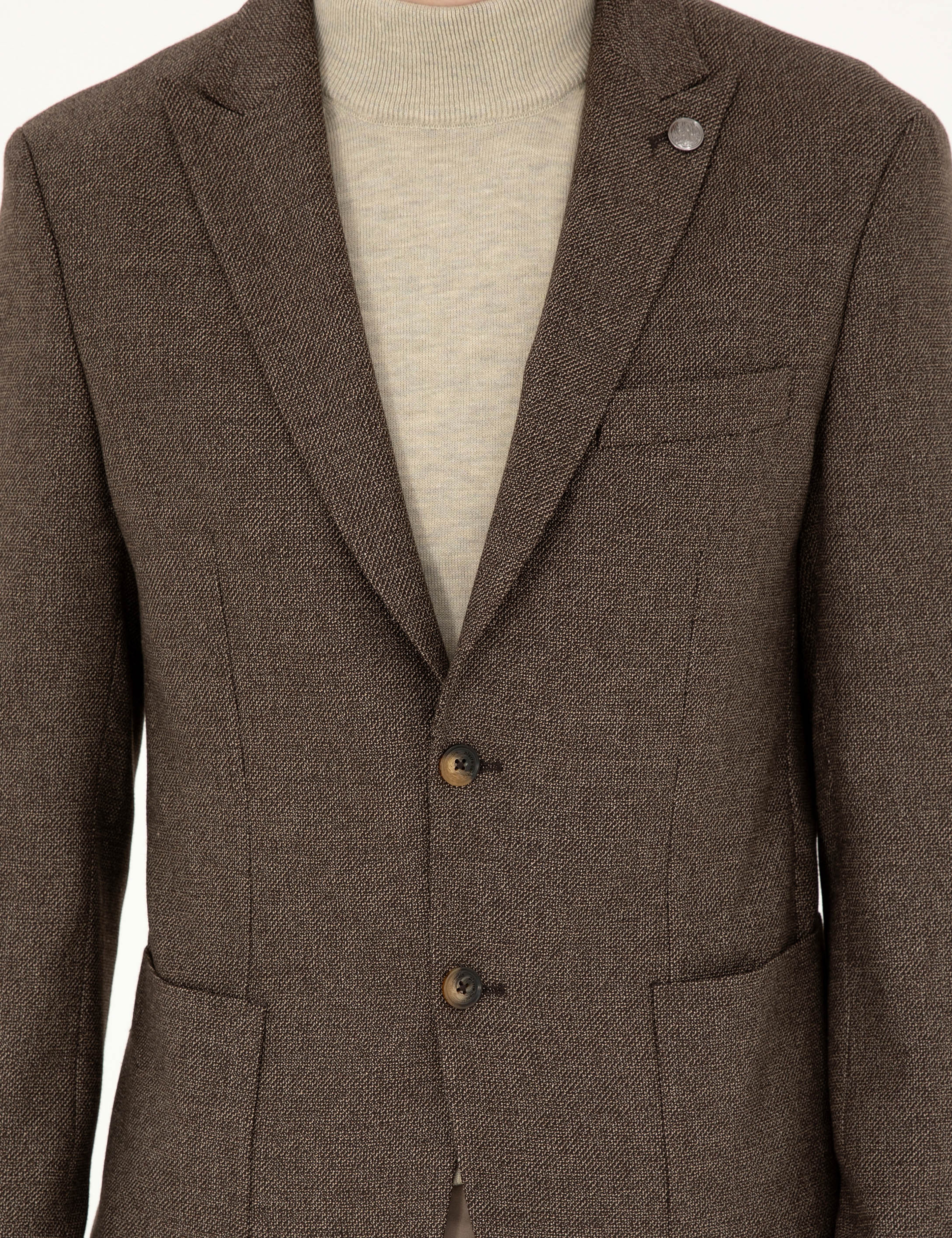 Kahverengi Slim Fit Ceket - Image 6