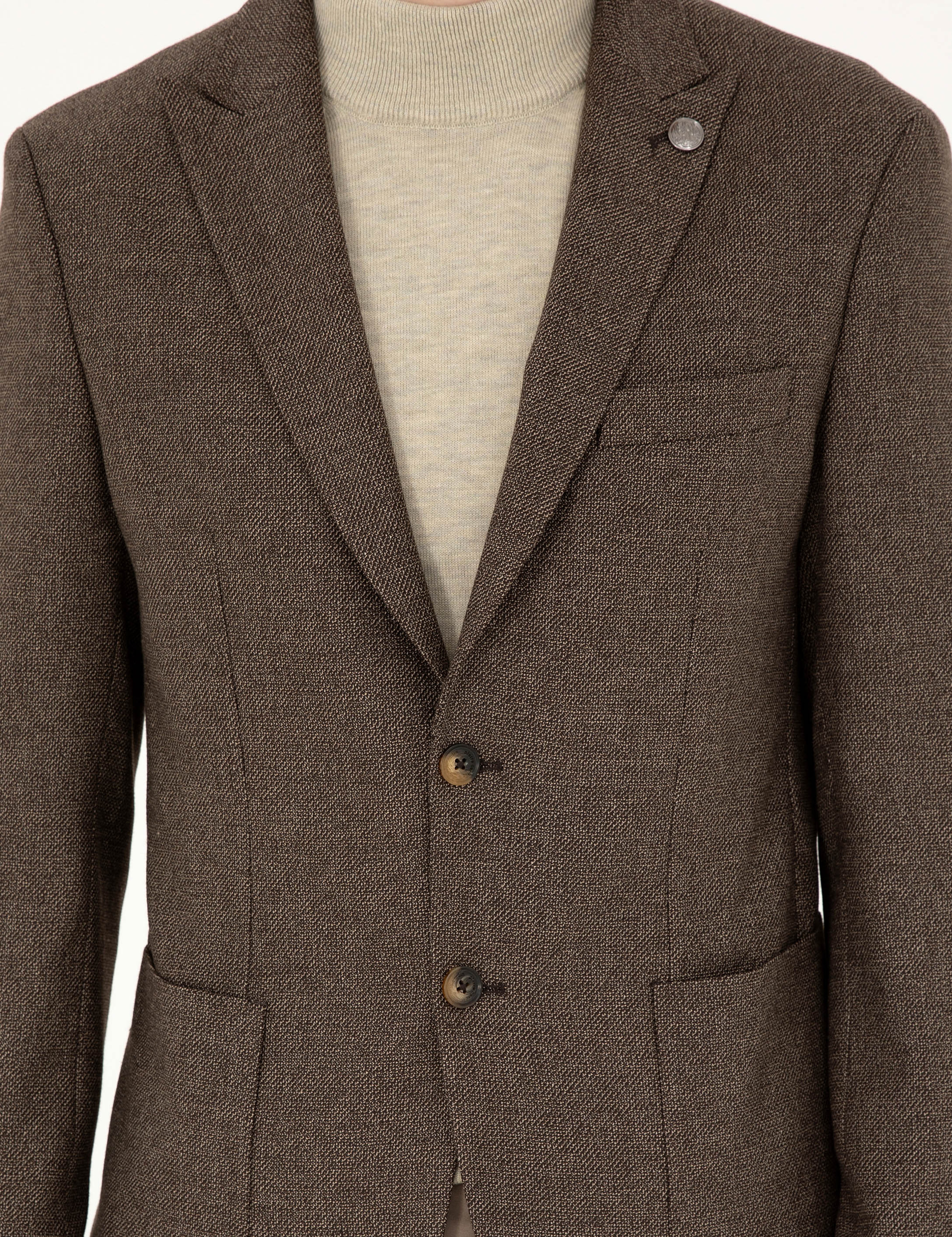 Kahverengi Slim Fit Ceket