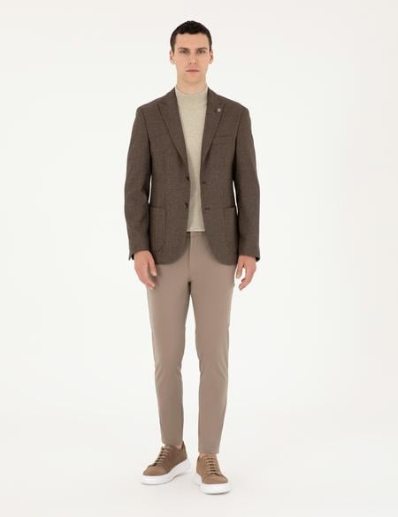 Kahverengi Slim Fit Ceket - 50292174116