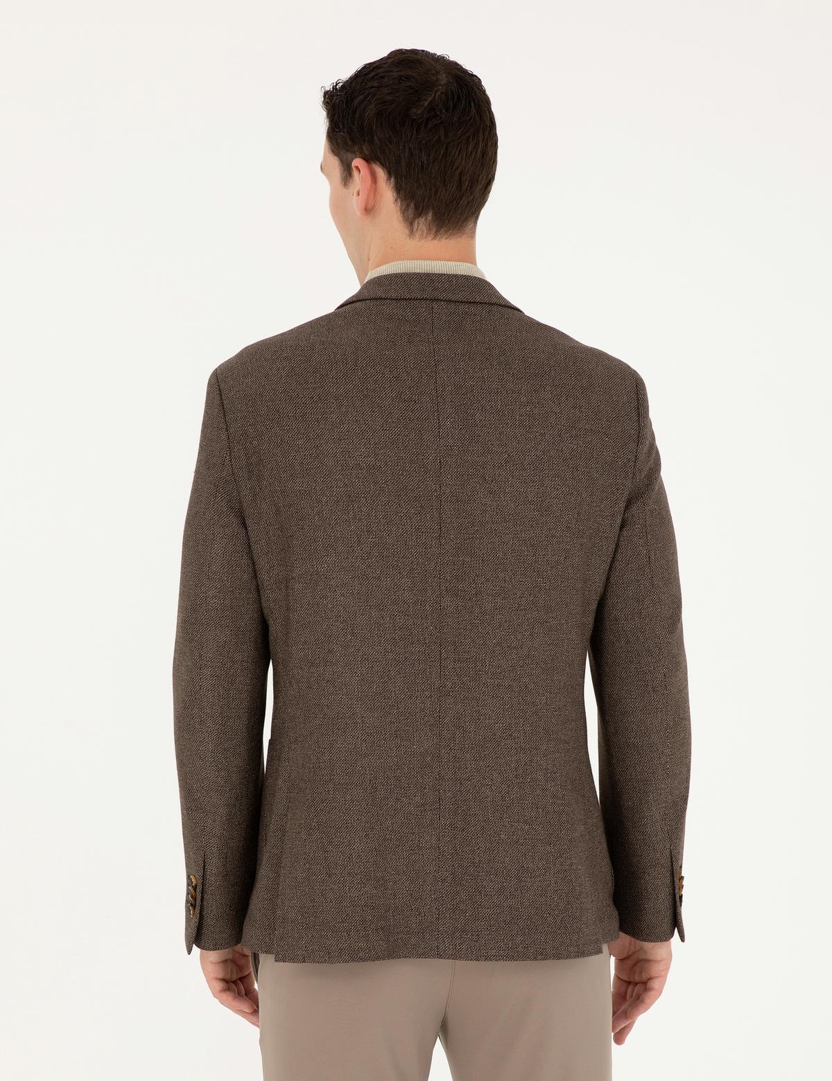 Kahverengi Slim Fit Ceket - 50292174116