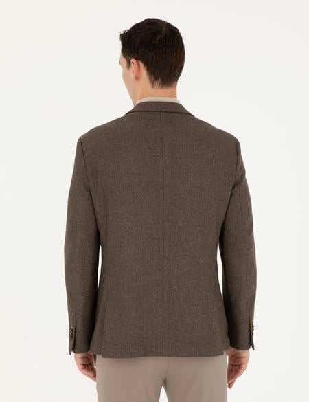 Kahverengi Slim Fit Ceket - 50292174116